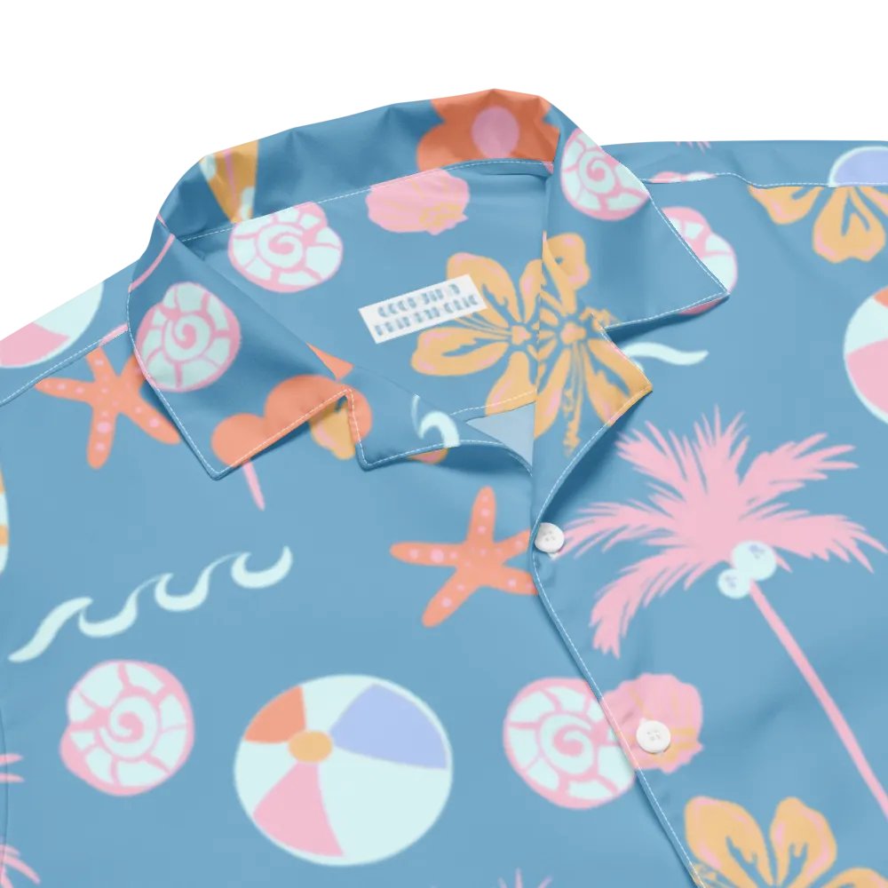 Retro Beach Blue Hawaiian Shirt product image (5)