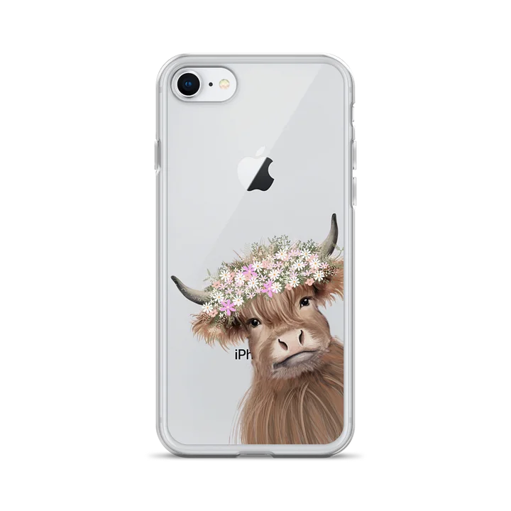Cute Highland Cow Floral Crown iPhone® Clear Case product image (1)