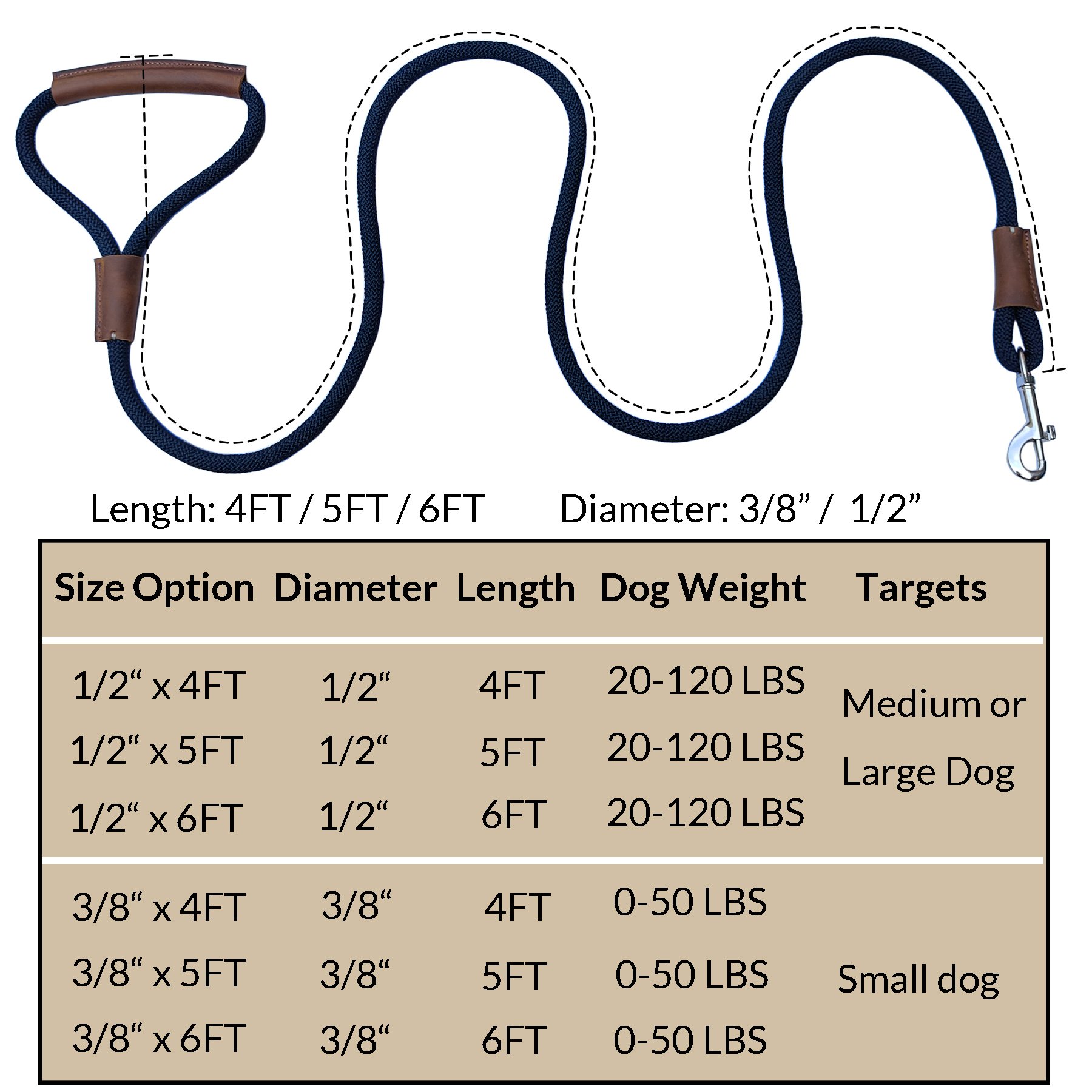 MEEBOY handmade Heavy Duty Nylon Rope Dog Leashes with With comfortable and durable leather handles, dog leash using strong Nylon rope for Small Medium and Large Dogs product image (2)
