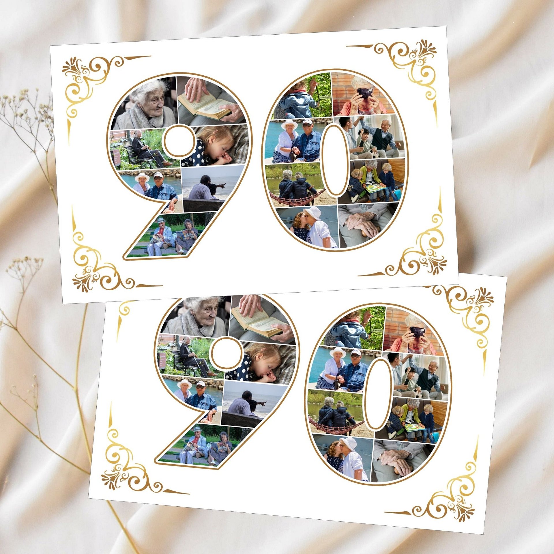 Ninety Year Celebration Card Photo Collage Canva Template product image (3)