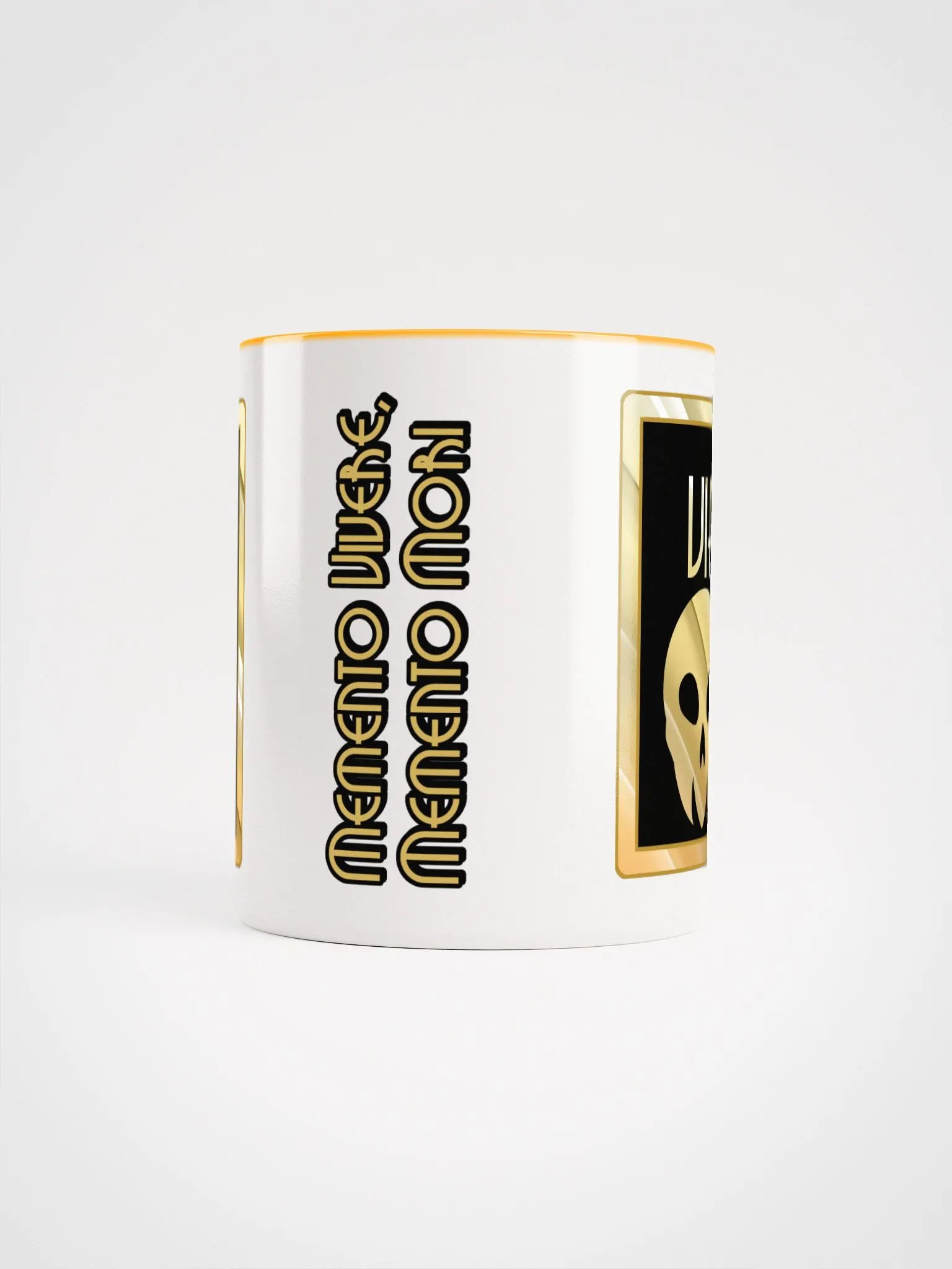 Hotel Calaveras VIP Ceramic Mug (White & Gold-Yellow) product image (2)