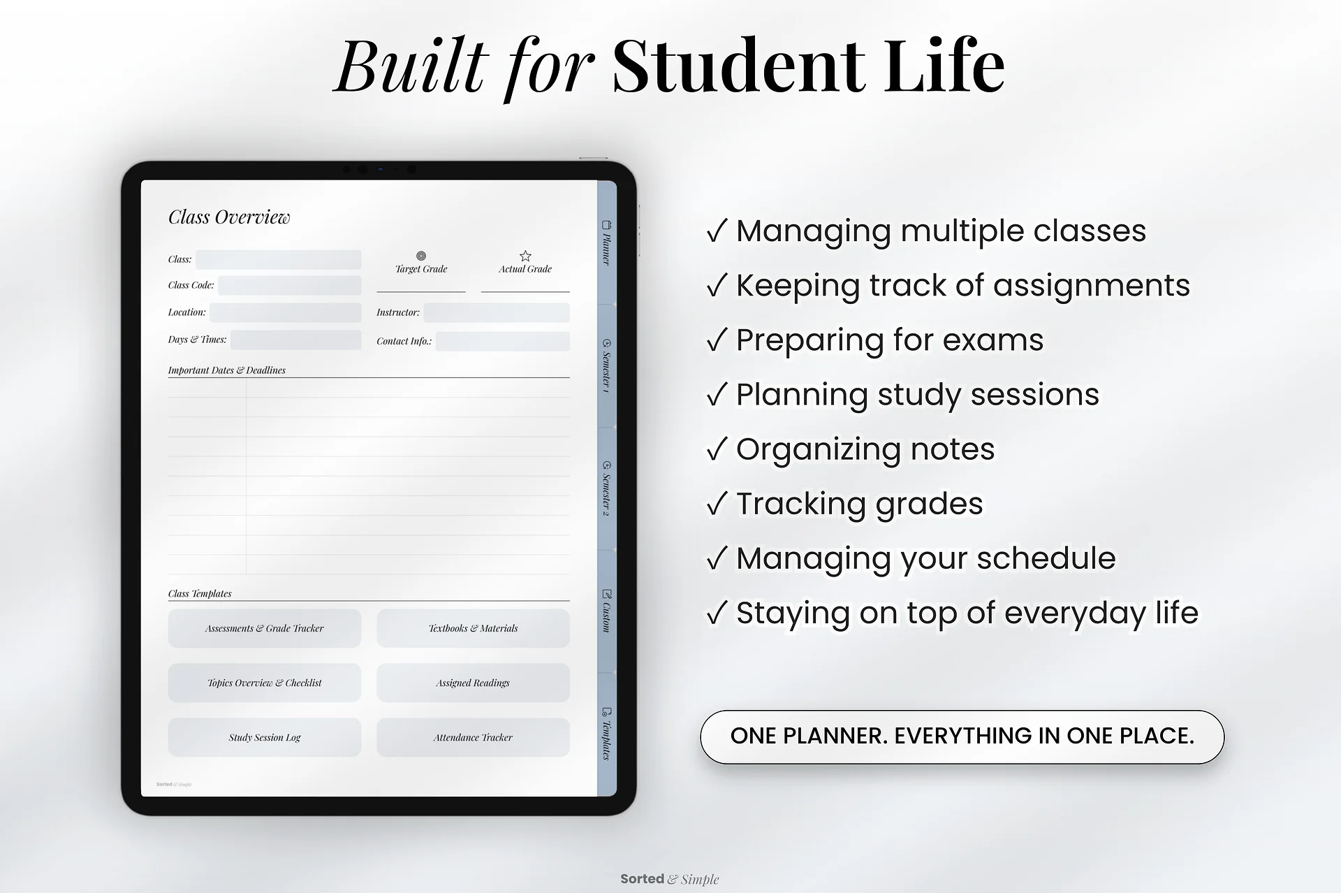 2026/2027 Mid-Year Student Digital Planner Portrait - Dusty Blue product image (11)