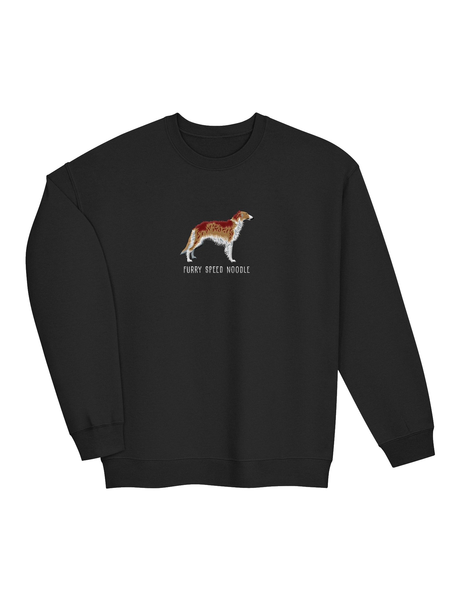 Furry Speed Noodle Sweatshirt (Embroidered) of a Borzoi(Tan & White) product image (6)