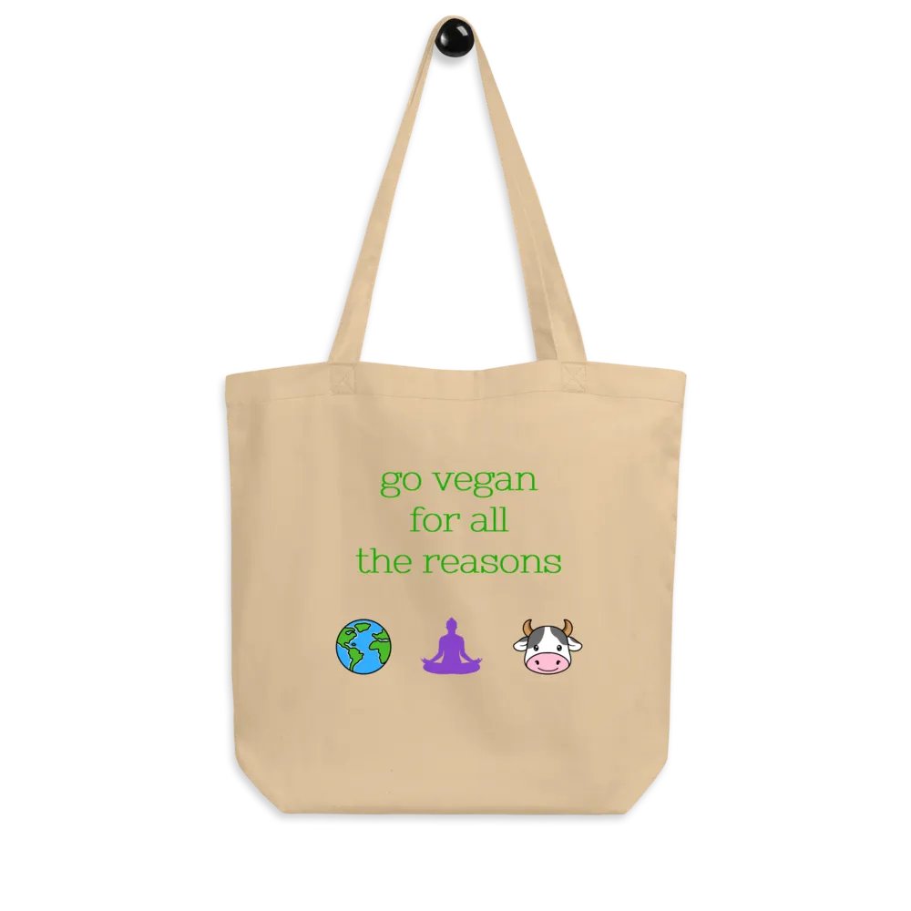 “Go Vegan for all the Reasons” Organic Tote Bag product image (2)