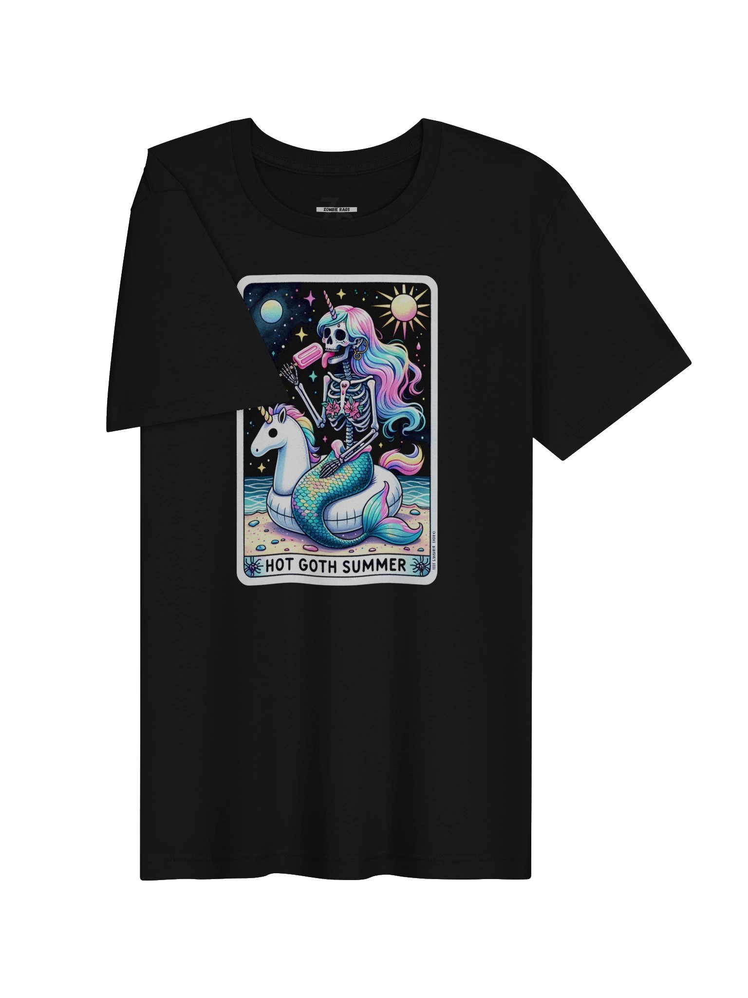 Hot Goth Summer — Skeleton Mermaid Tarot Card T-Shirt product image (3)