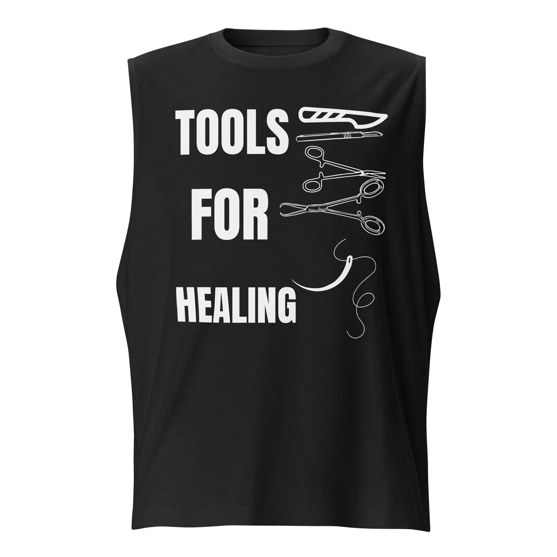 scalpel, suture needle, and forceps muscle tank product image (1)