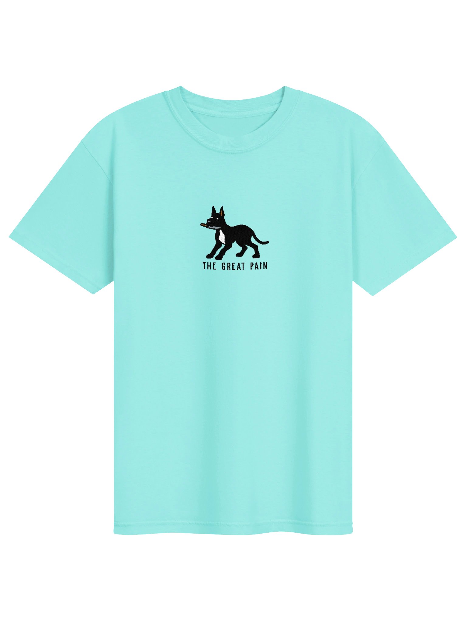 The Great Pain Funny Chibi-Style Embroidered T-Shirt for Great Dane(Black, Cropped Ears) Owners product image (91)