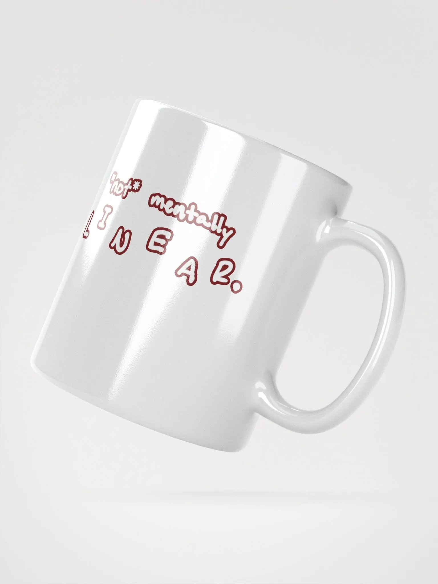 *not* mentally linear (lined design, #6D1616) glossy white mug product image (3)
