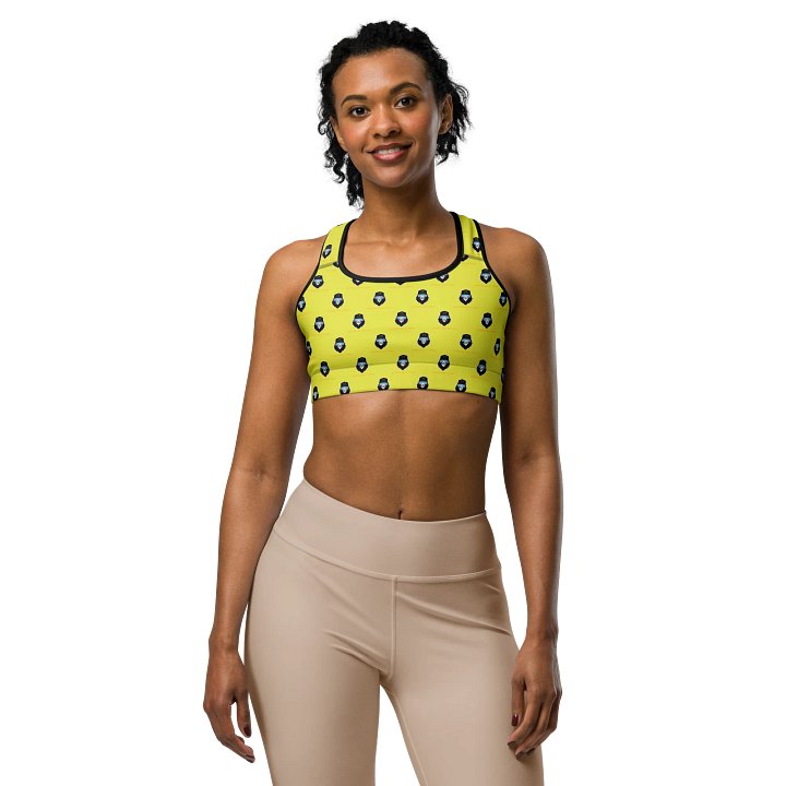 Synthsquatch Fitness Bigfoot Monogram Logo All-Over Print Sports Bra (Neon Yellow) product image (1)