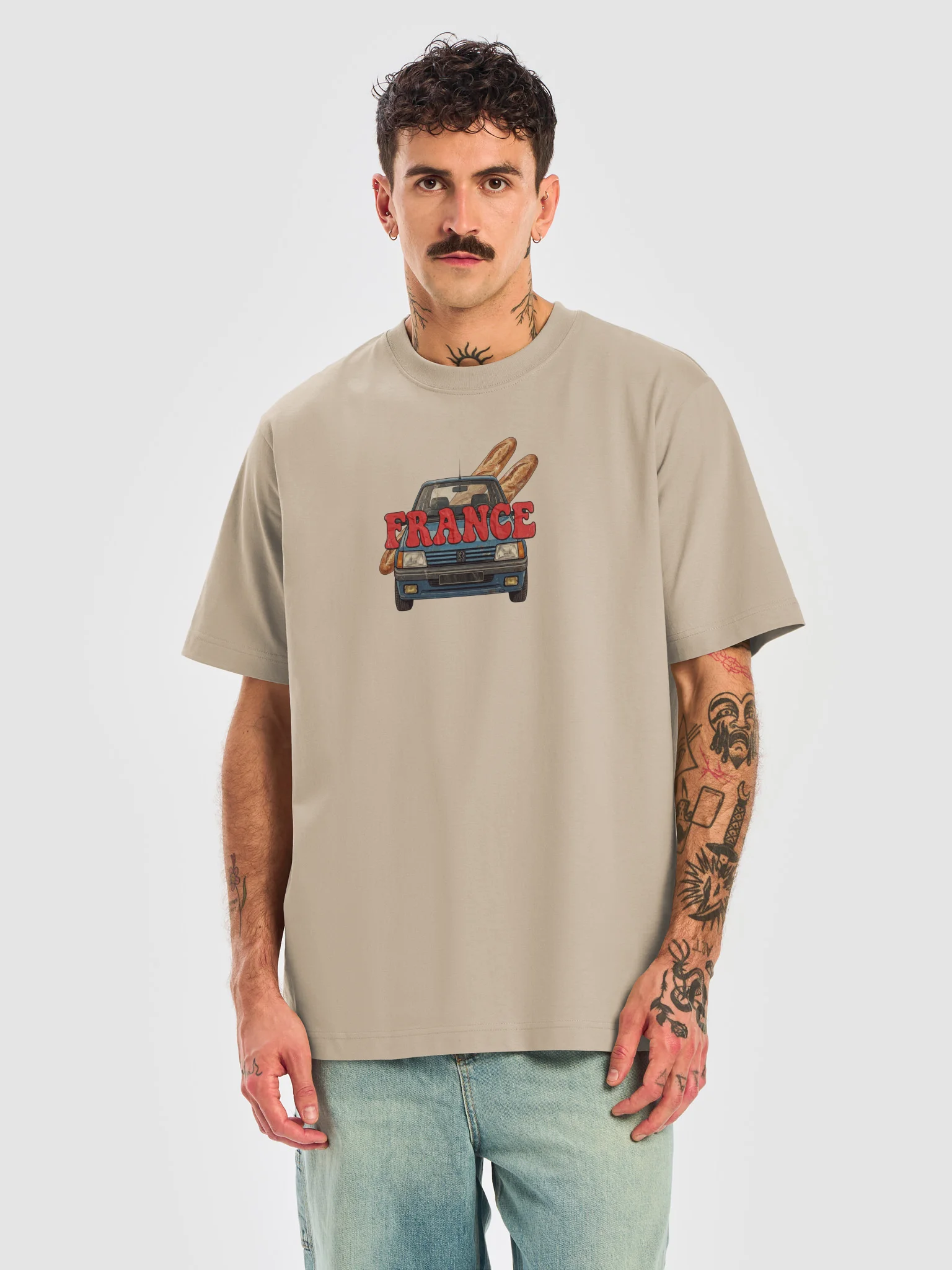 France Baguette Car Heavyweight T-Shirt – Vintage Travel Tee product image (37)