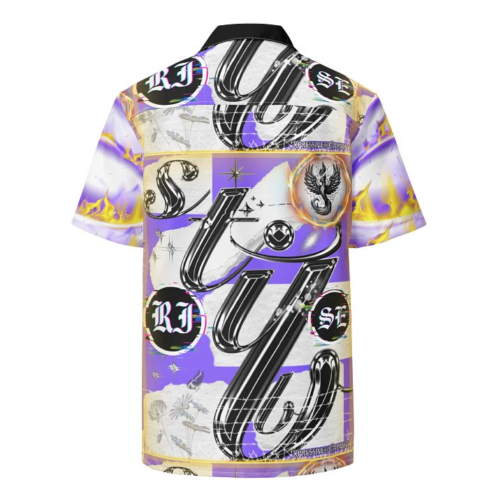 X@C STILL RISE PHOENIX GHOST PURP BUTTON DOWN WHITE FLAME SLEEVE product image (2)