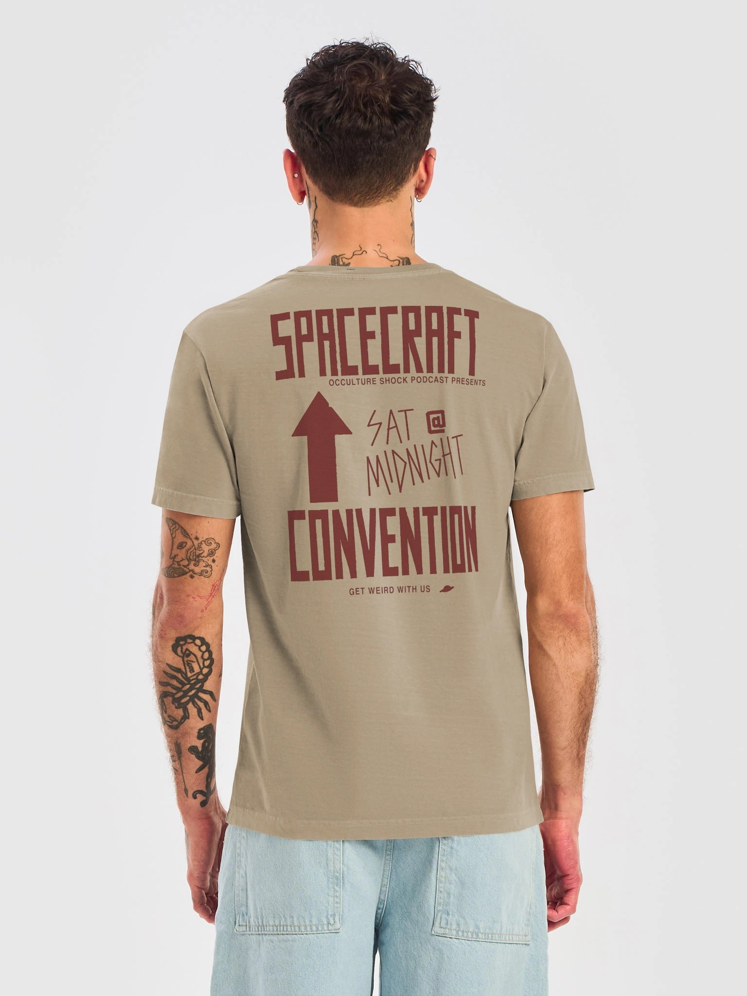 Spacecraft Convention Tee - Khaki & Oxblood Red product image (1)