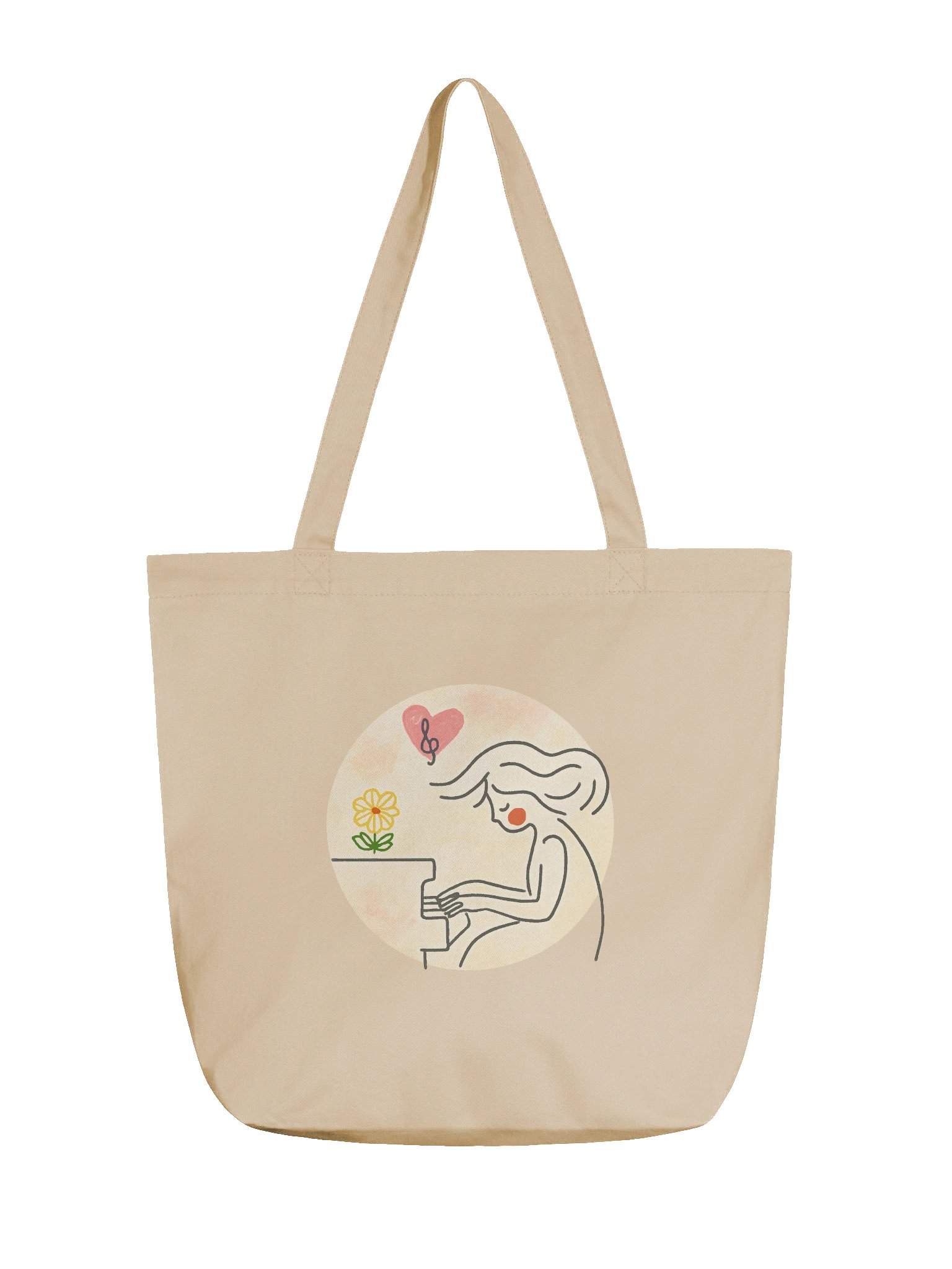 Harmony Tote: Eco-Friendly Musical Heart Tote Bag product image (1)