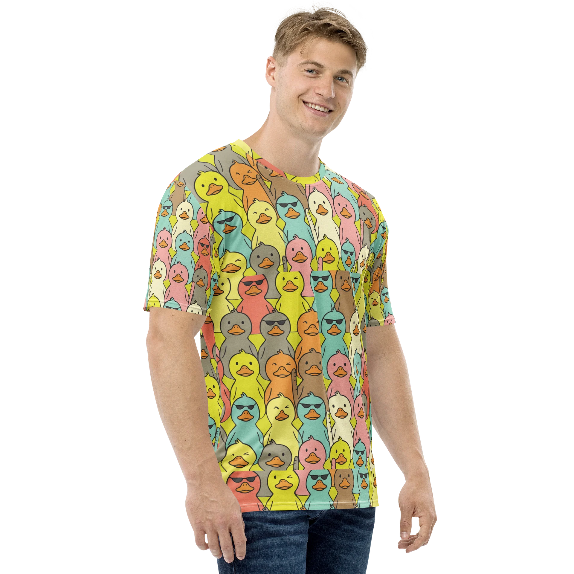 Fun Duck Pattern Graphic T-Shirt for Men | Vibrant All-Over product image (4)