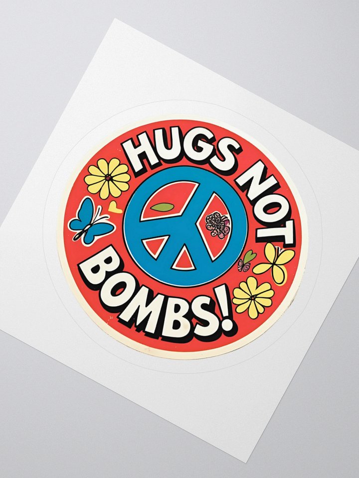 HUGS NOT BOMBS! Retro Kiss Cut Stickers product image (4)