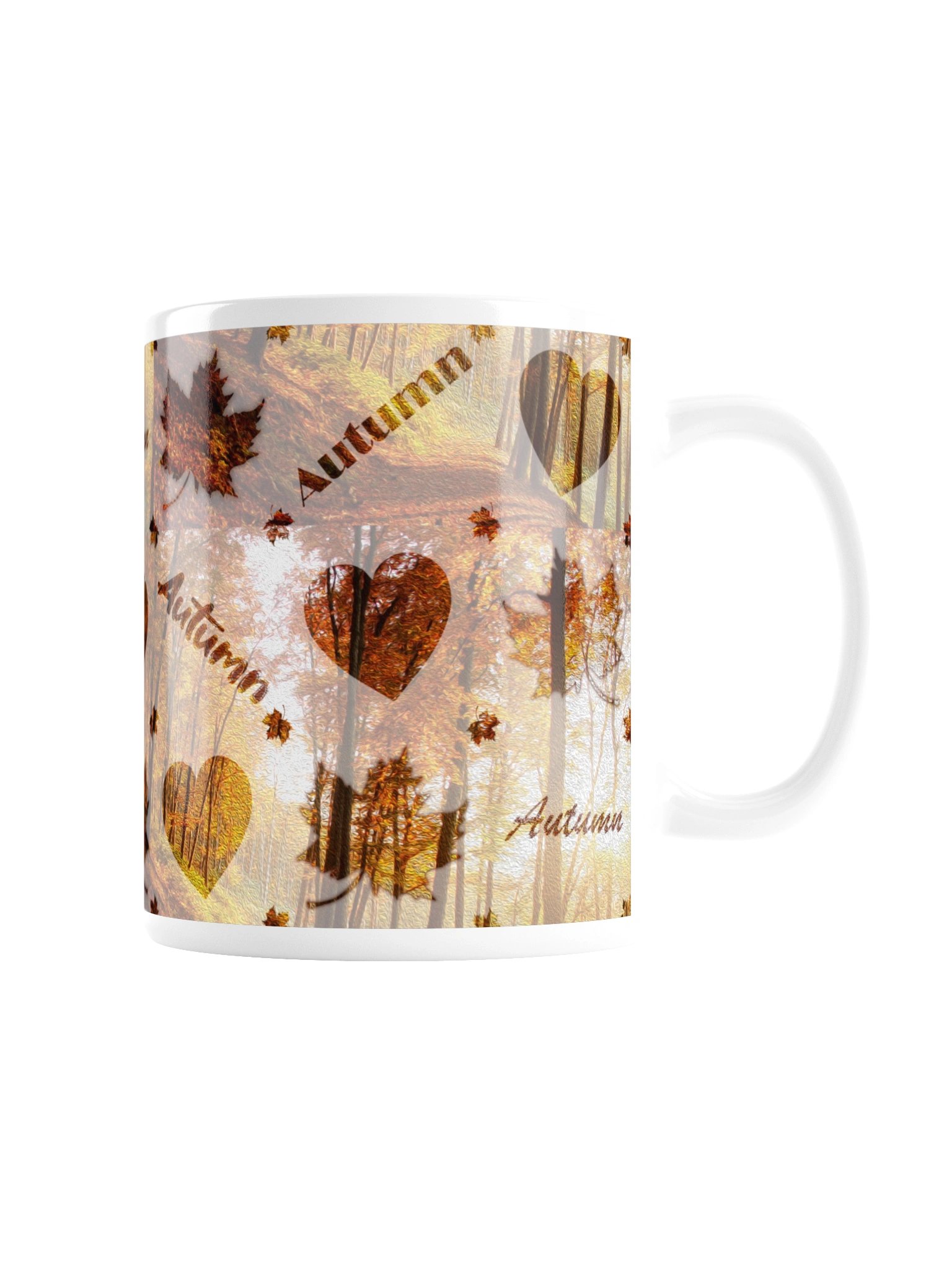 Mug for Autumn Lovers – Fall Leaves & Hearts product image (3)