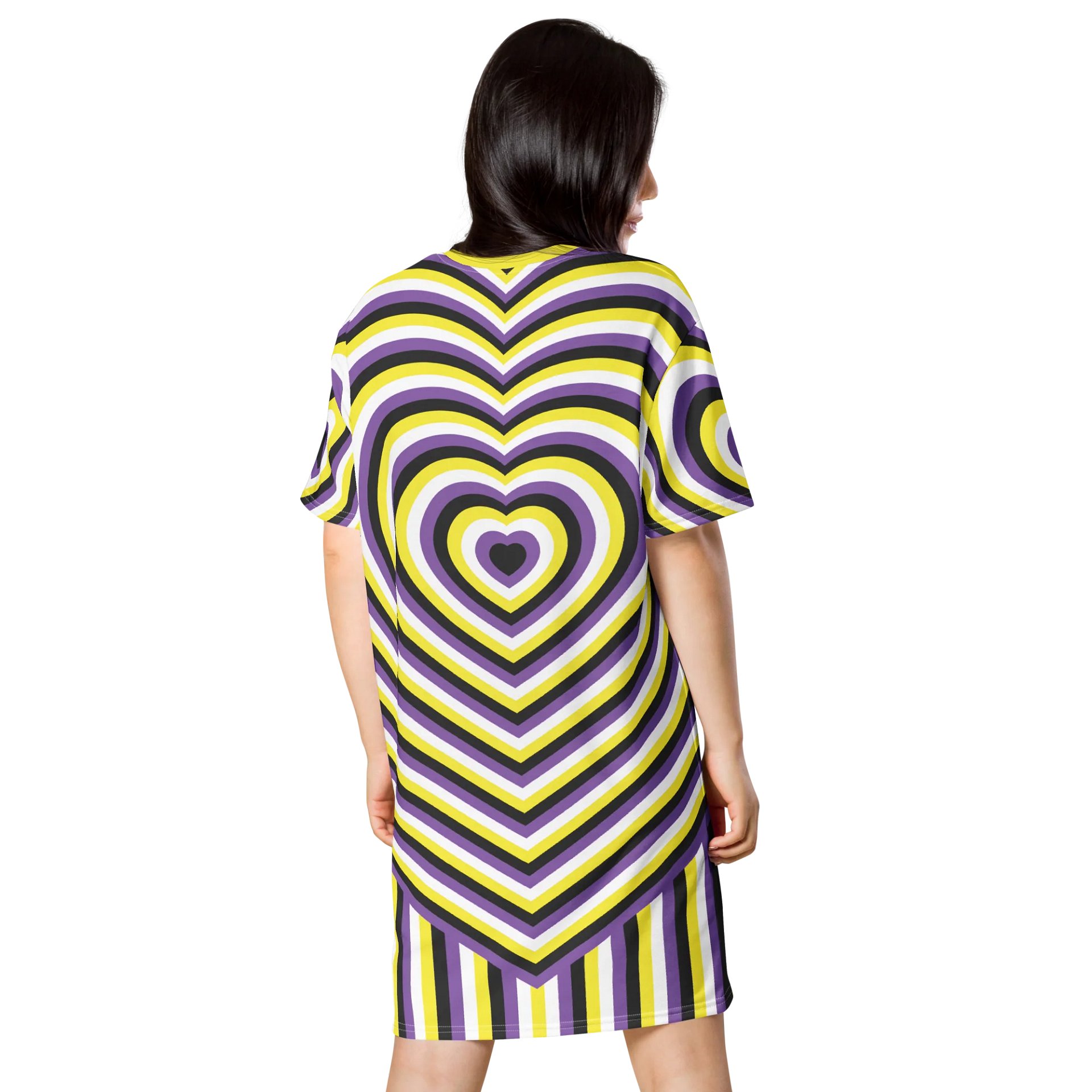 Non-binary Pride Hearts T-shirt Dress product image (2)
