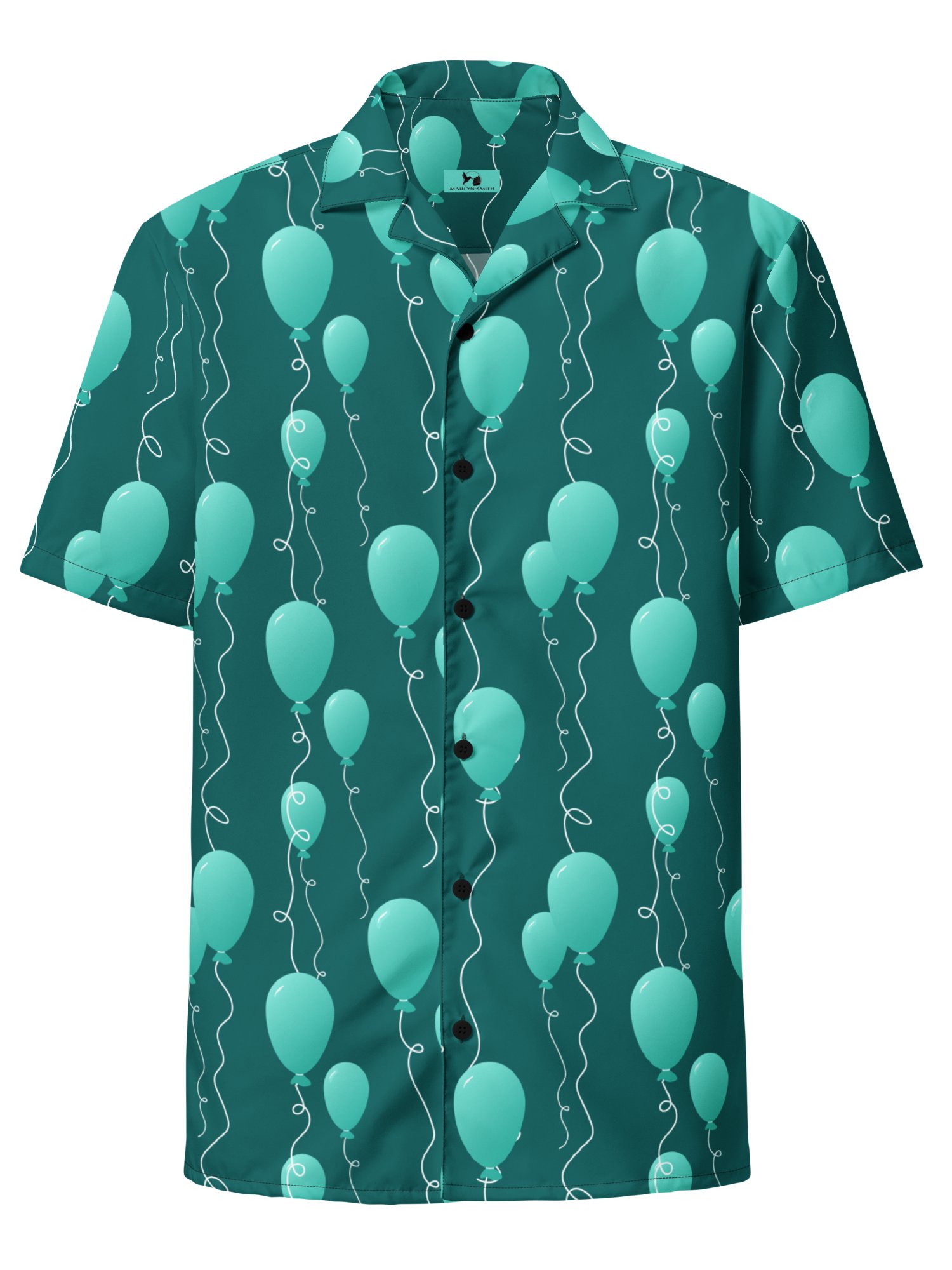 Teal Floating Balloons Oversized Button-Down Shirt product image (1)