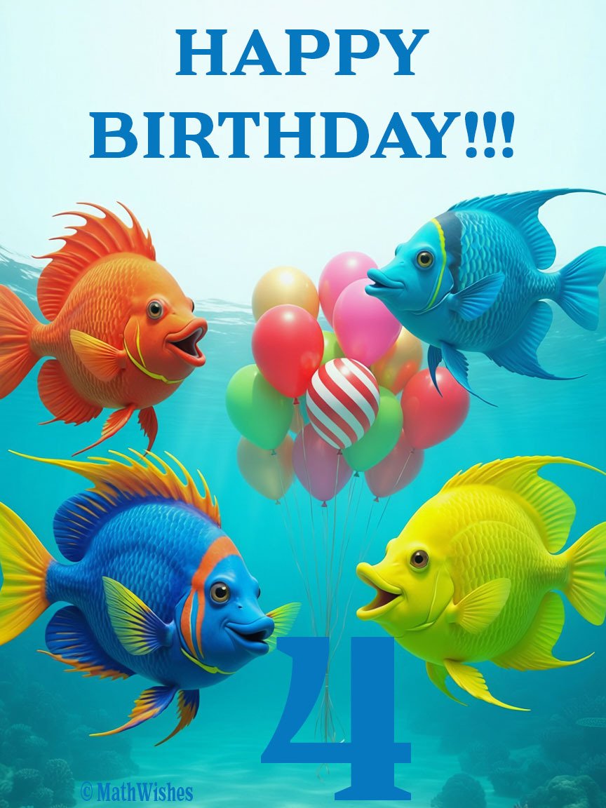 4th Birthday Card - Four Fish product image (1)