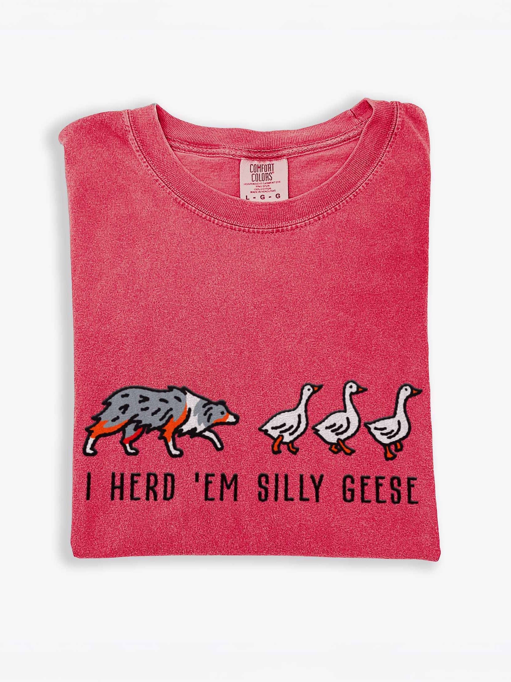 I Herd 'Em Silly Geese T-Shirt(Embroidered) of an Australian Shepherd(Blue Merle) product image (2)