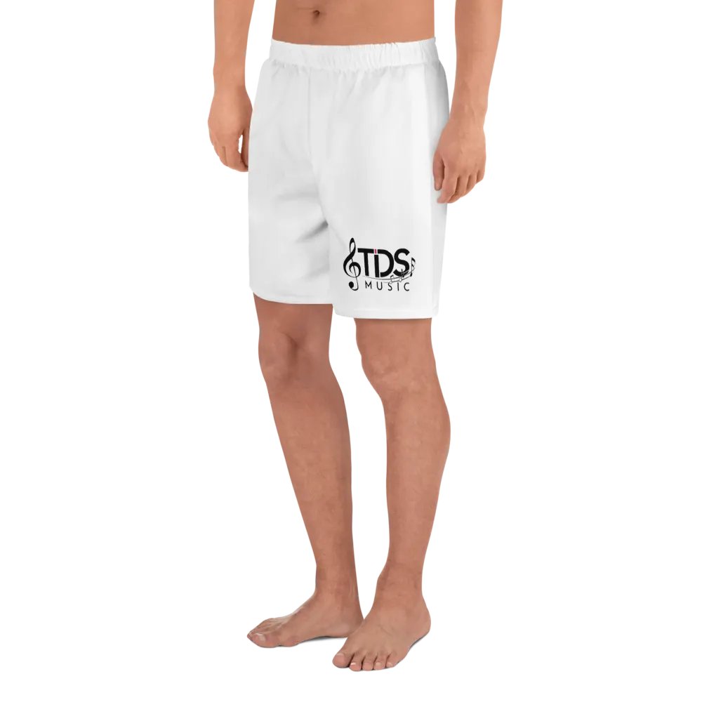 TDS Music Unisex Athletic Long Shorts - Exclusive Musical Design, White, Eco-Friendly product image (3)