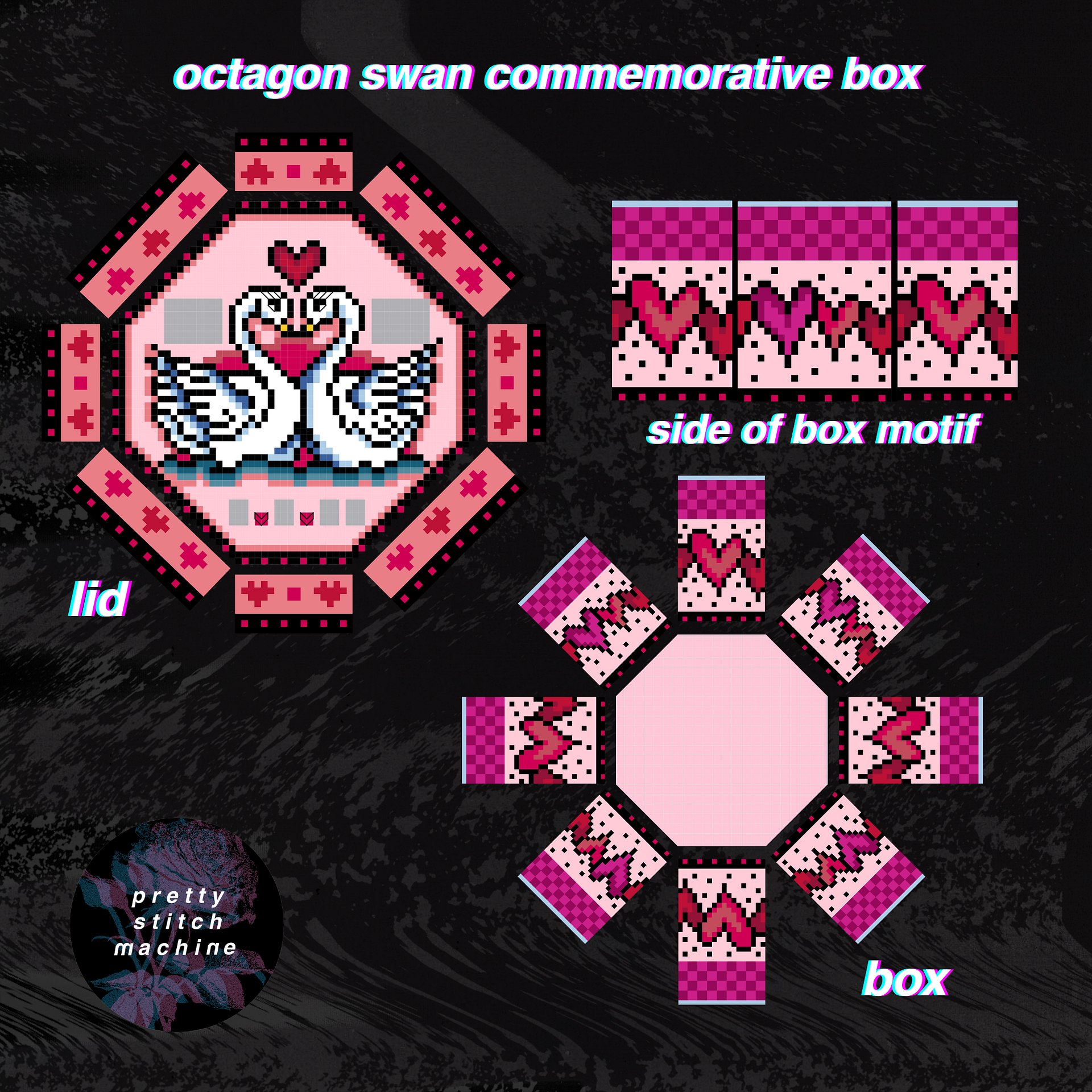 Commemorative Swan Keepsake Octagon Box Plastic Canvas Pattern product image (2)