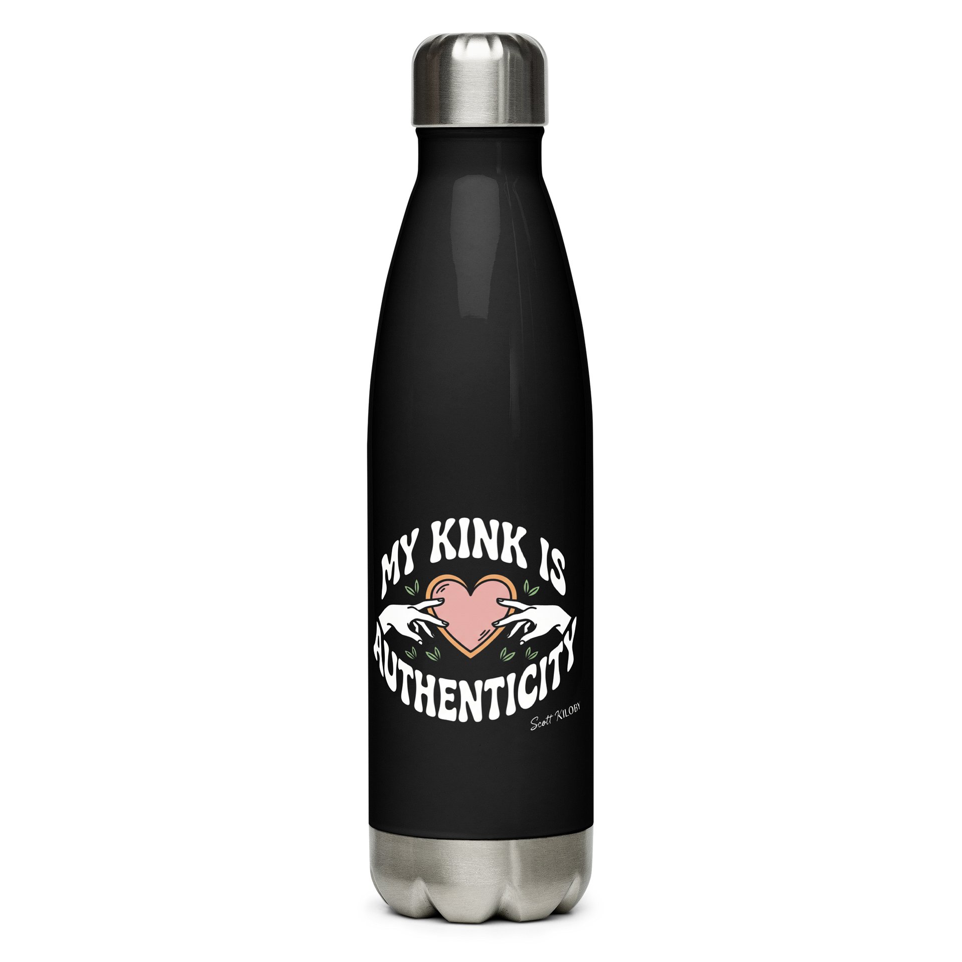“My Kink Is Authenticity” Black Stainless Steel Water Bottle product image (1)