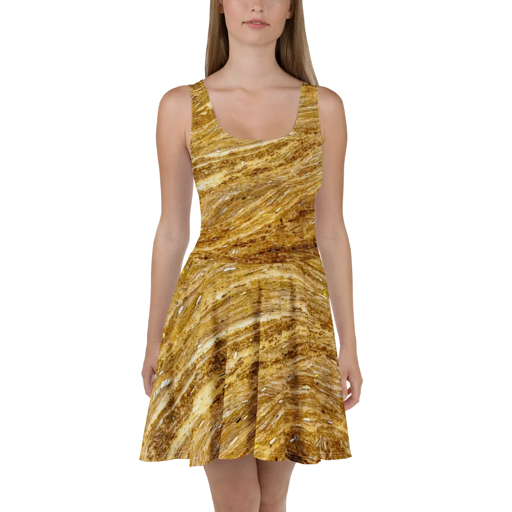 Golden Strata All-Over Print Women's Golden Sandstone & Canyon Mineral A-Line Skater Dress product image (2)