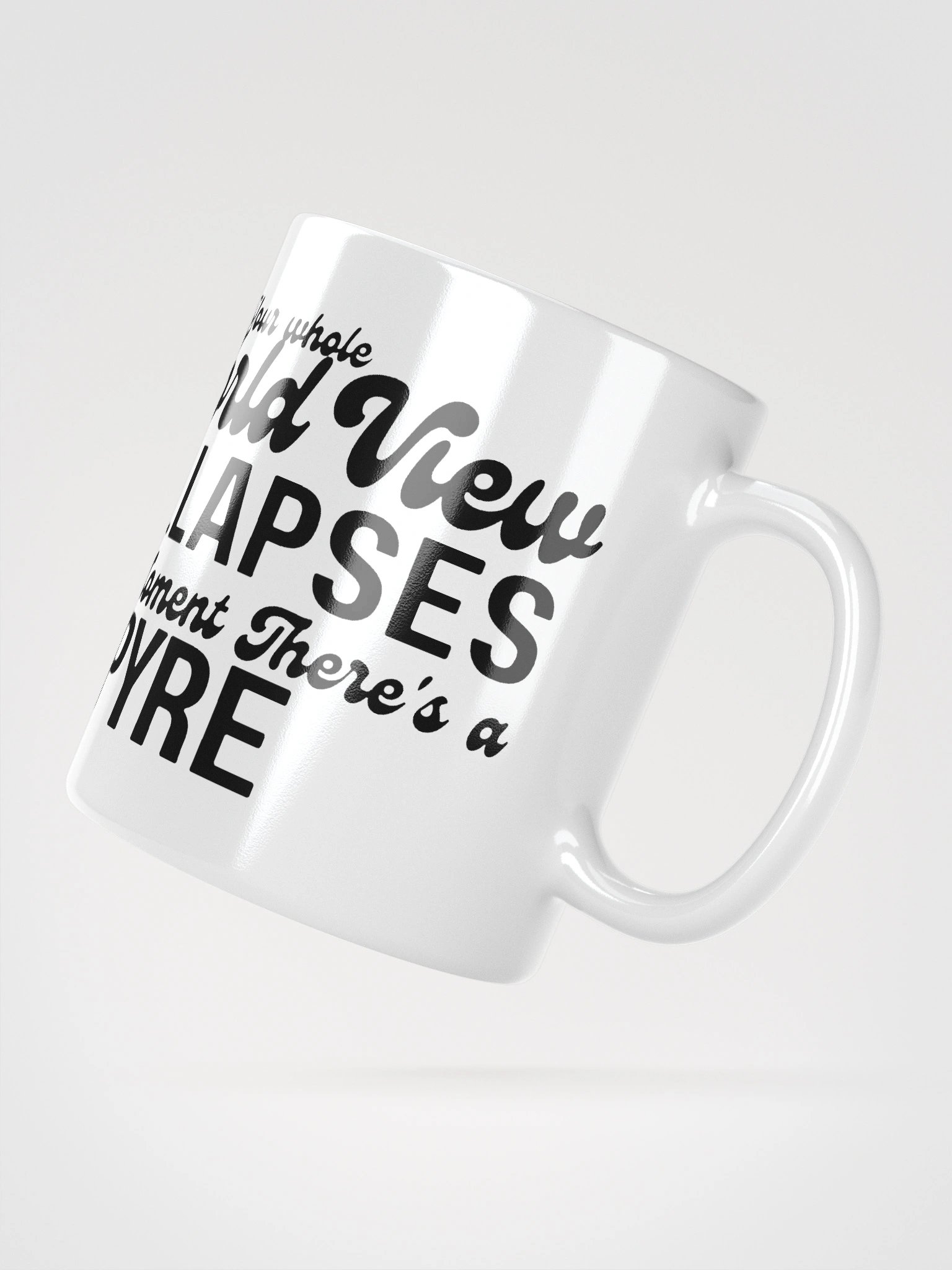 Whole world view set on fire | White Glossy Mug by Mugz | Left handed product image (2)