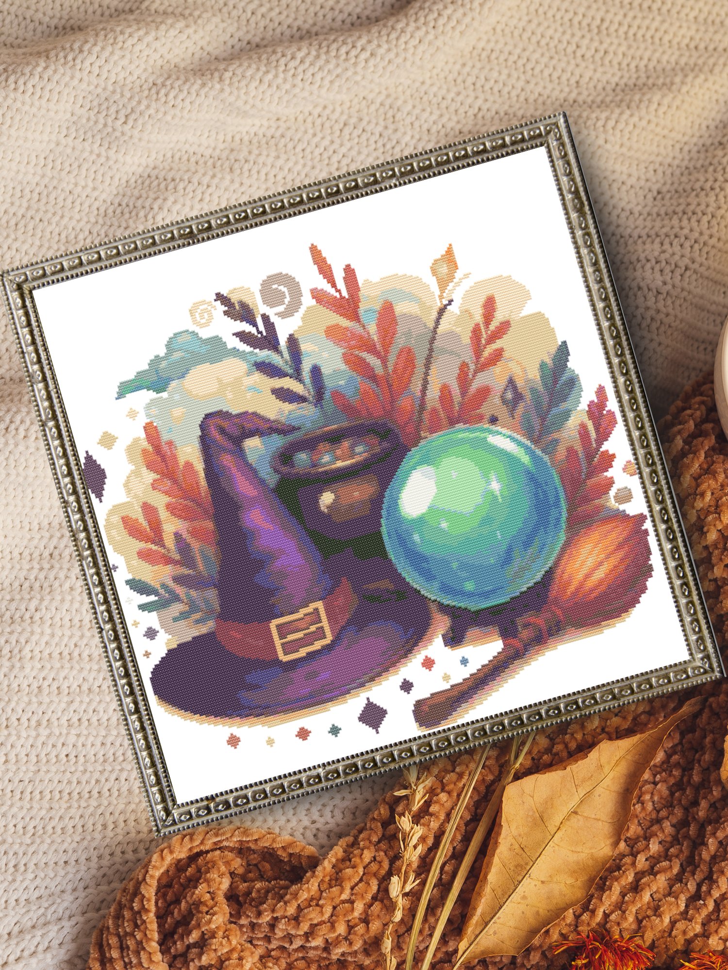 Cosy Witch Scene Cross Stitch Pattern product image (6)