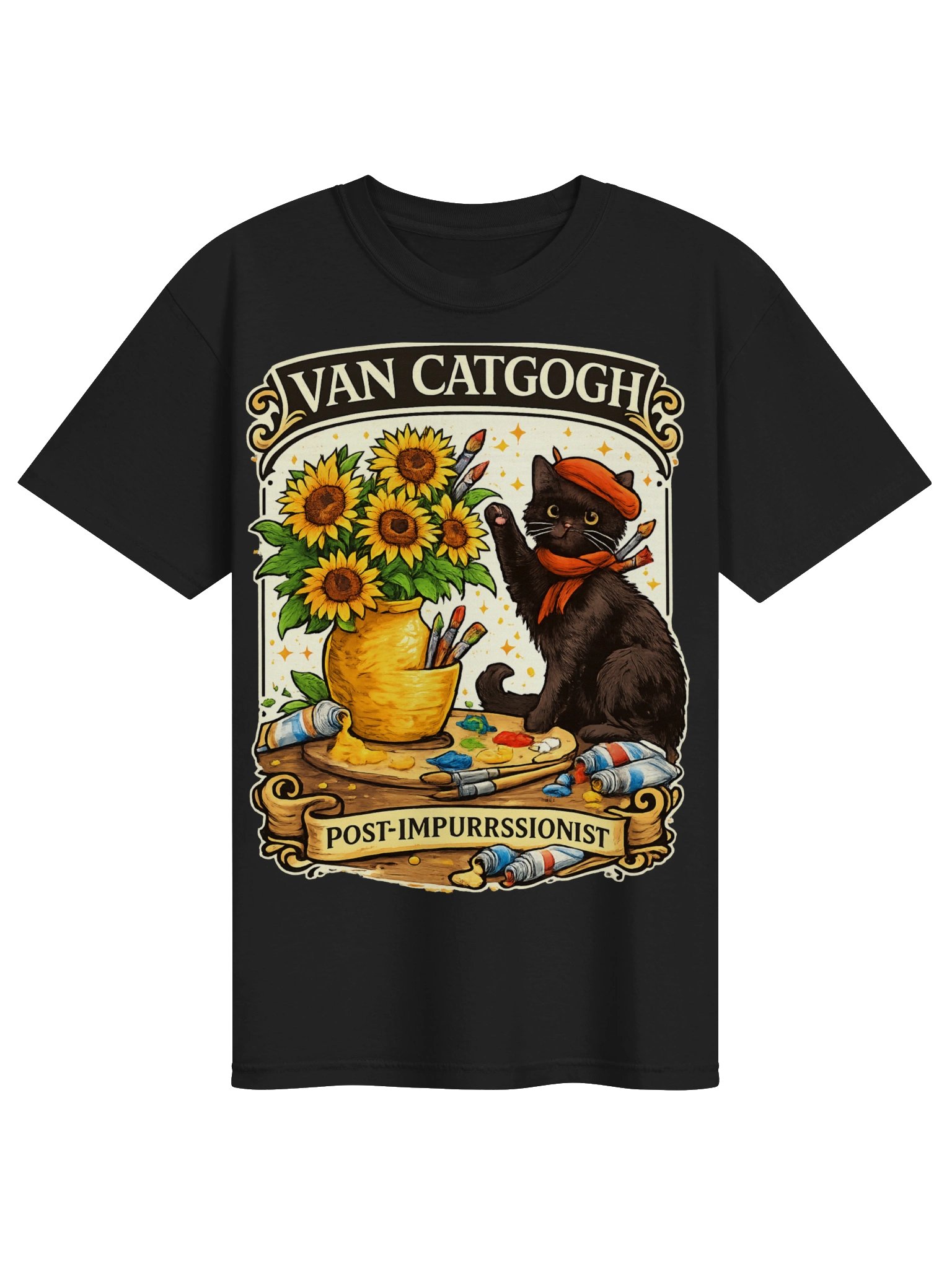 Comfort Colors Cat T-Shirt Funny Cat Shirt Van Gogh Shirt Cat Meme Shirt Black Cat T-Shirt Art Shirt Artist Tee Kitty Lover Tee product image (8)