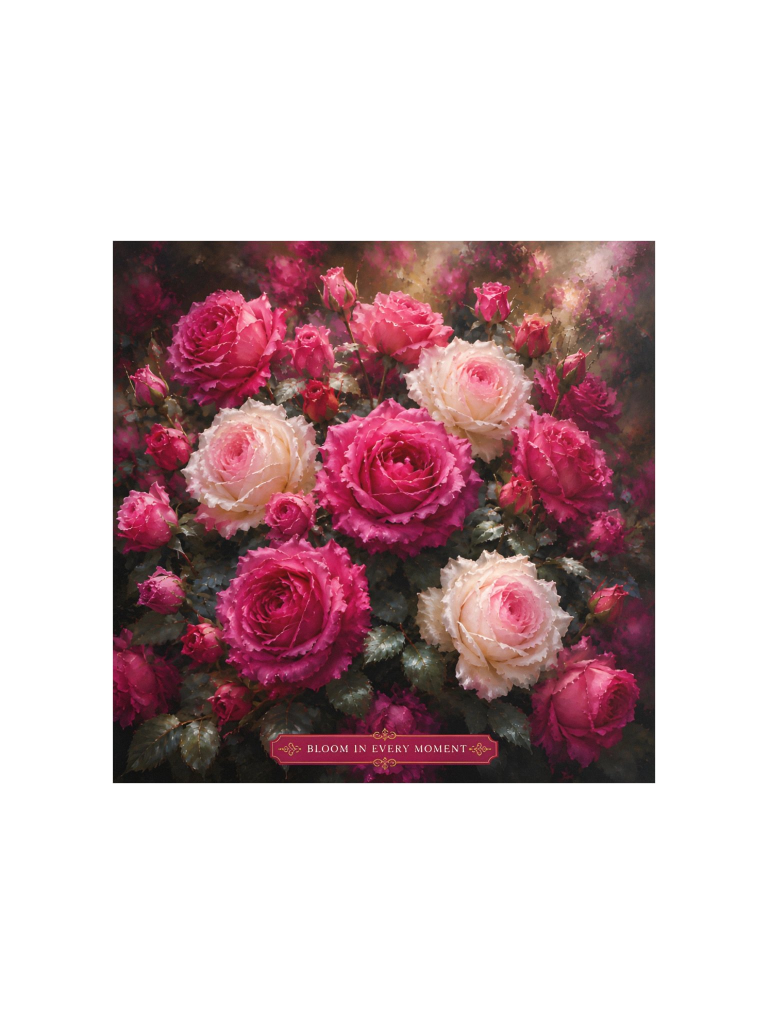 Bloom in Every Moment Pink Rose Garden 10x10 Wall Art | Romantic Floral Botanical Poster product image (2)