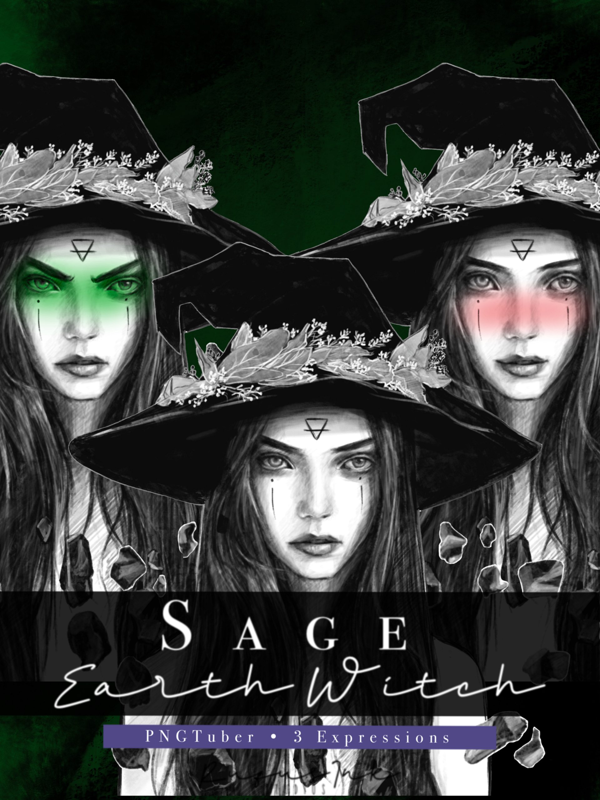 Sage - Earth Witch PNGTuber | 3 Expressions | Ready to Use product image (3)