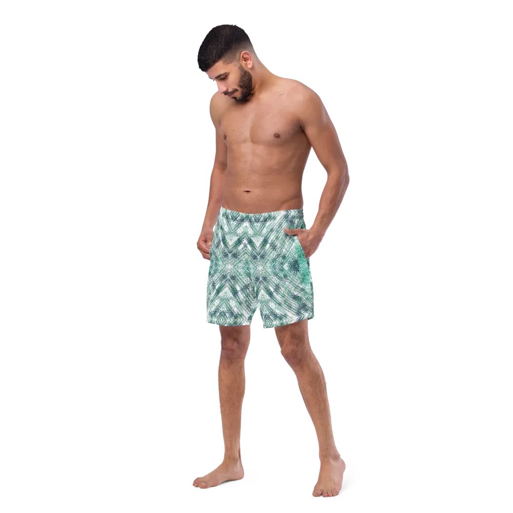 Shades Of Green Geometric Pattern Mens Swim Shorts product image (8)