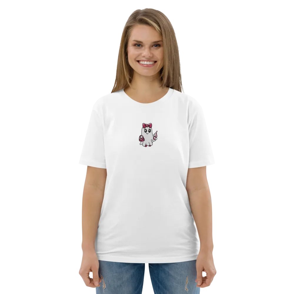 Cute Ghost Embroidered Organic Cotton Regular Fit T-Shirt product image (9)