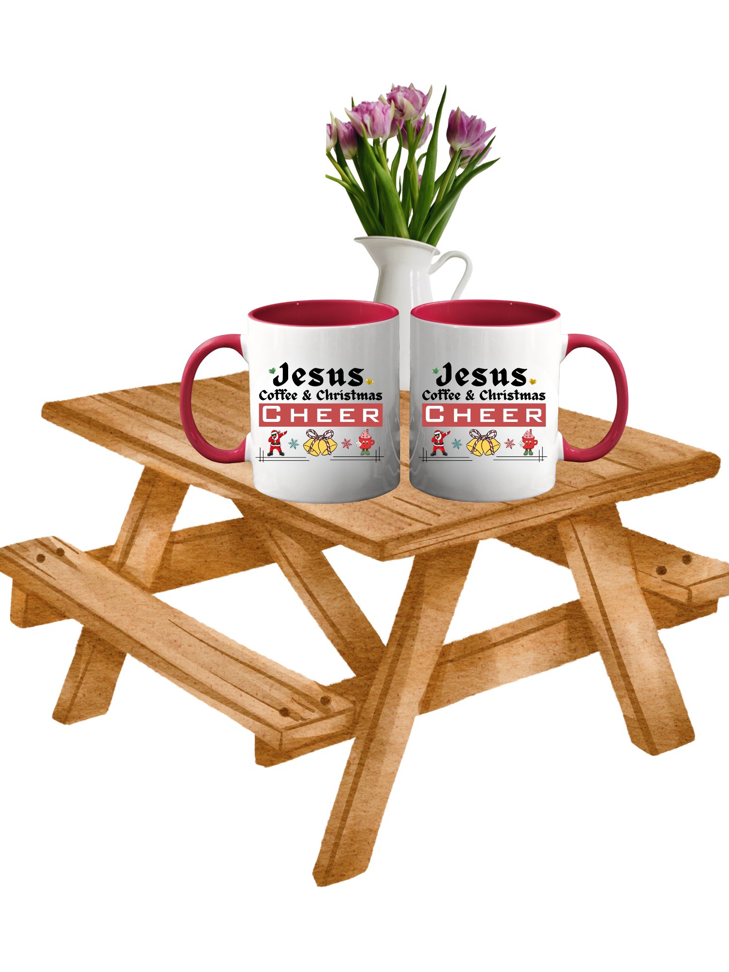 Jesus, Coffee, & Christmas Cheer! Two-Tone 11 & 15 oz Mug | Christian Christmas Mug with Red Accent | Holiday Gift for Believers & Moms product image (13)