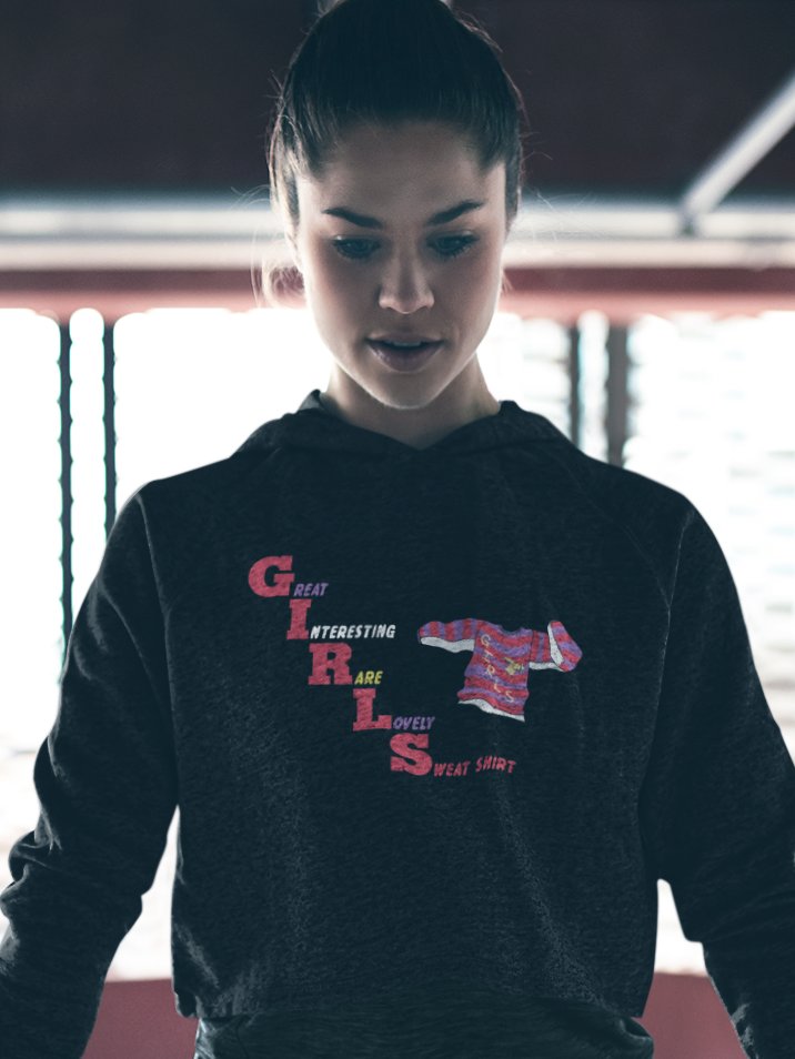 GIRLS interesting fleece crop hoodie product image (1)