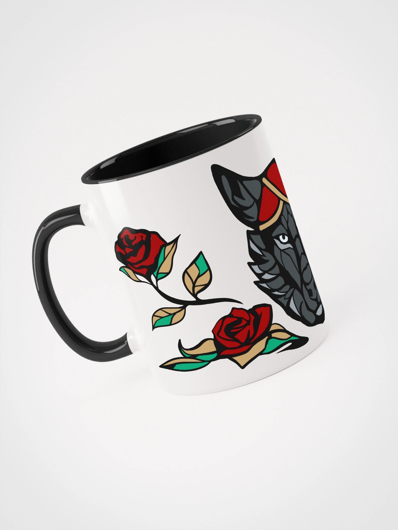 White Mug - Wolf & Roses product image (3)