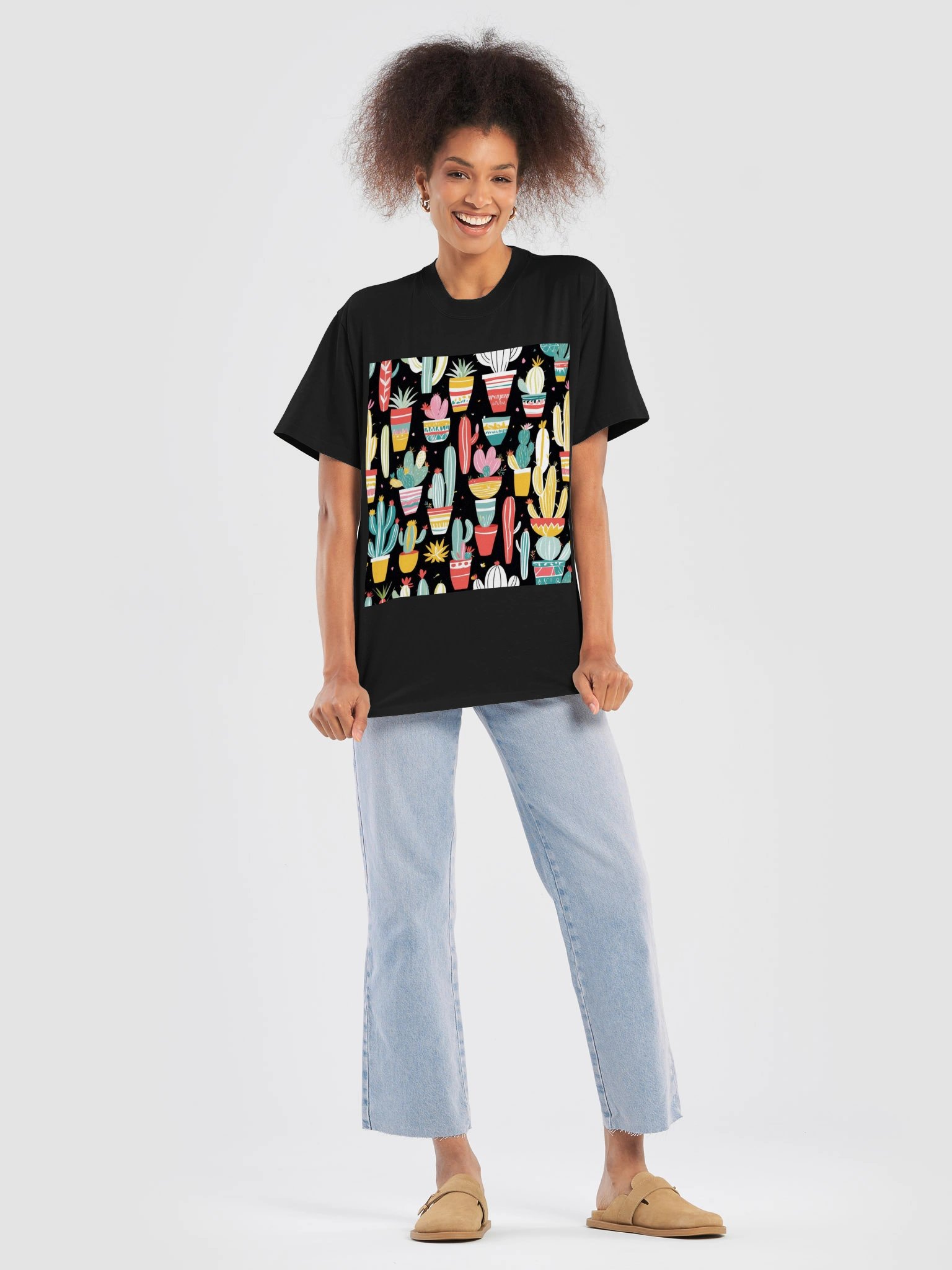 Colorful Cactus Pattern Oversized Tee product image (34)