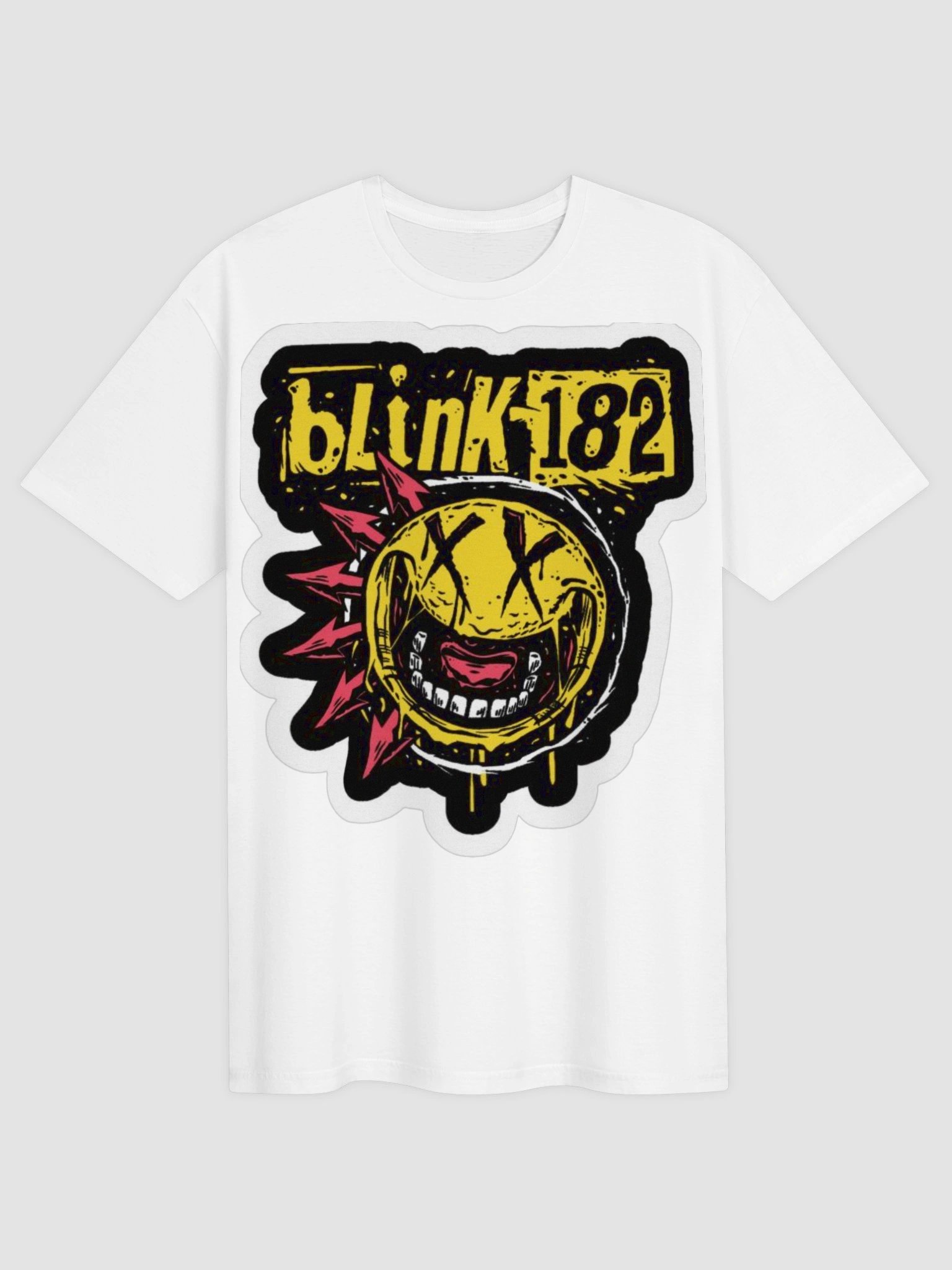 Blink-182 Smiley Face T-Shirt | Punk Pop Logo Graphic Tee | 2000s Pop Punk Band Shirt product image (1)