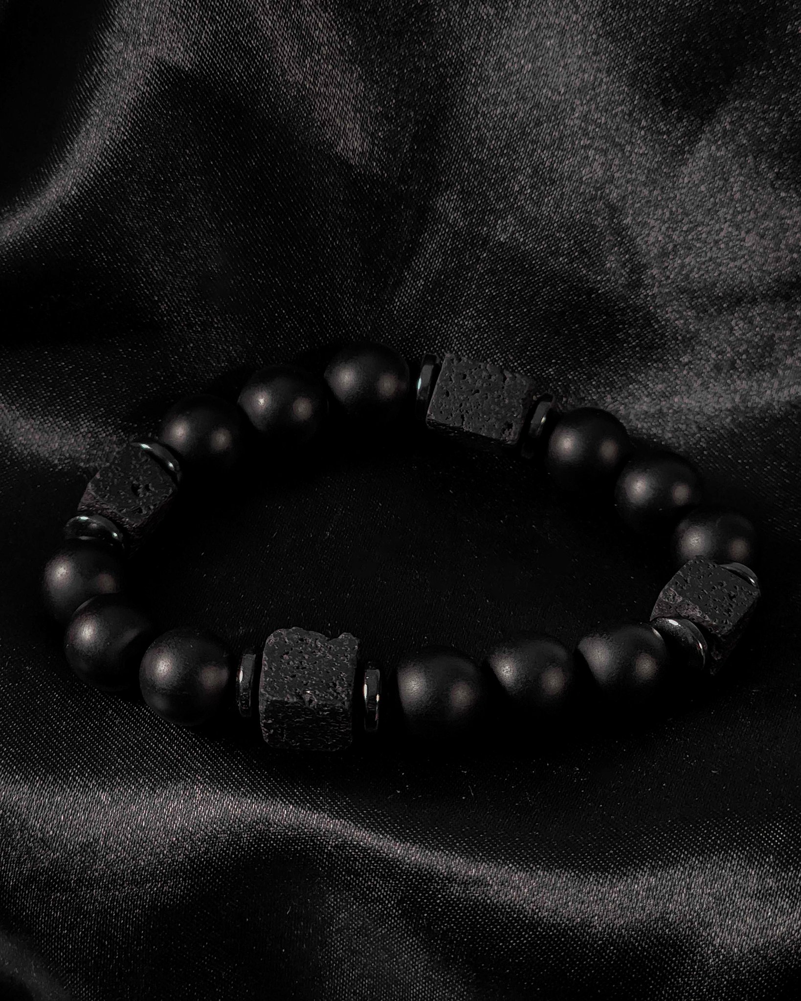 Onyx & Lava Stone Beaded Bracelet product image (1)