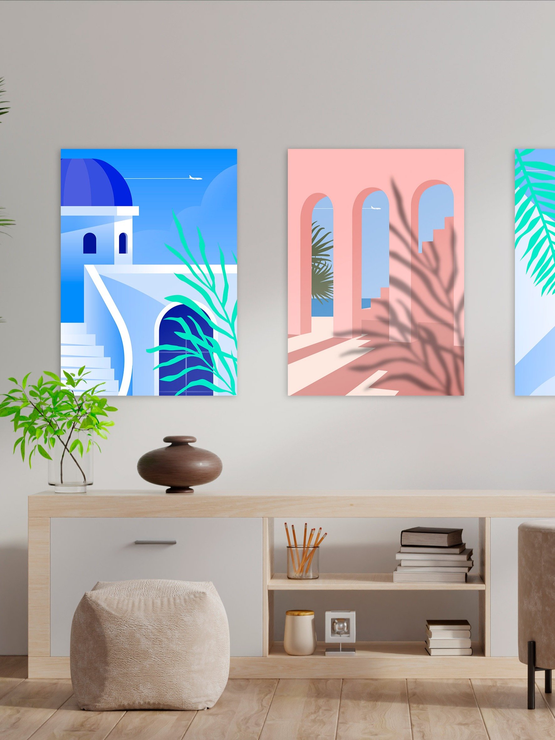 Boho travel art. Santorini, Greece poster — boho travel poster product image (2)