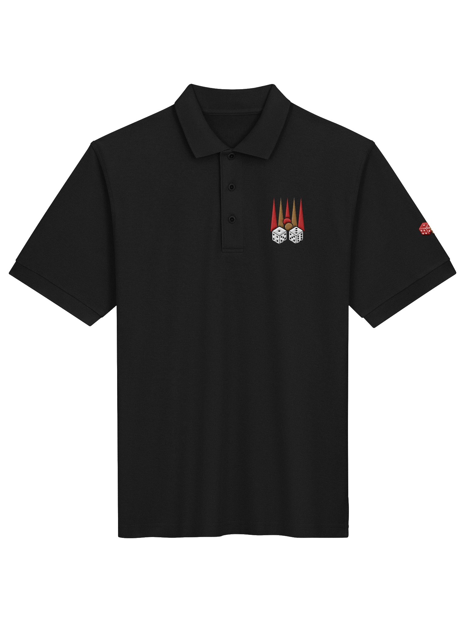 Embroidered Backgammon Dice Graphic Polo Black product image (1)
