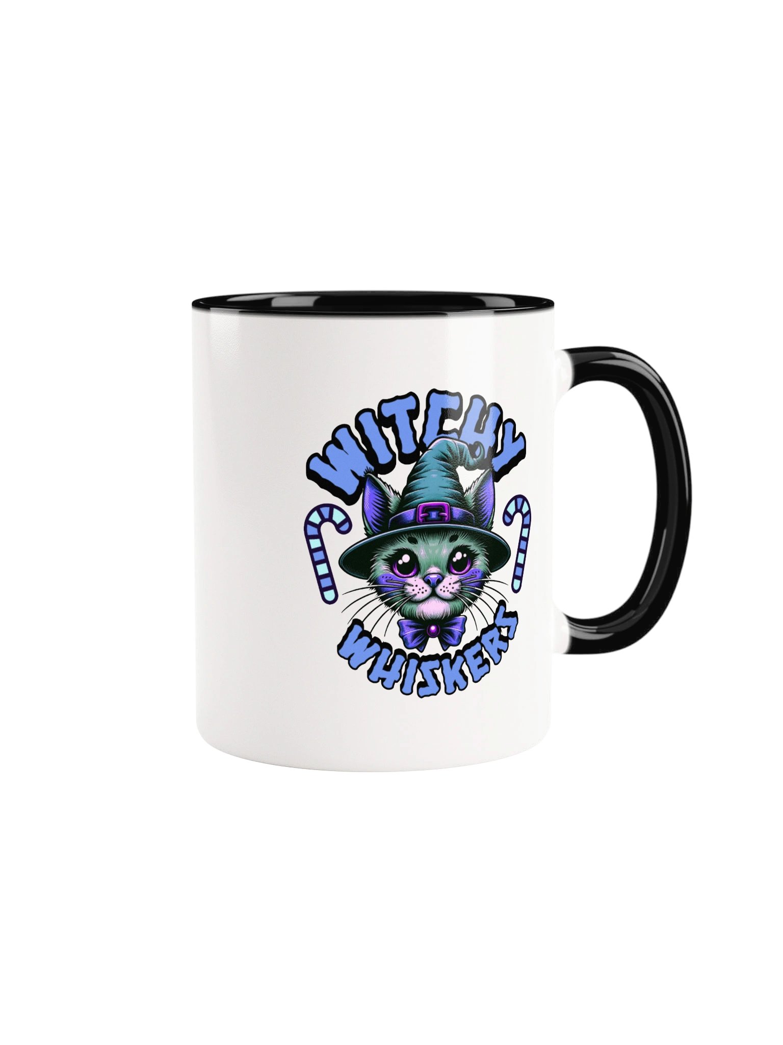 Witchy Whiskers Mug - Cute Witchy Cat Halloween Coffee Mug | Funny Witch Cat Mug with Candy Canes product image (5)