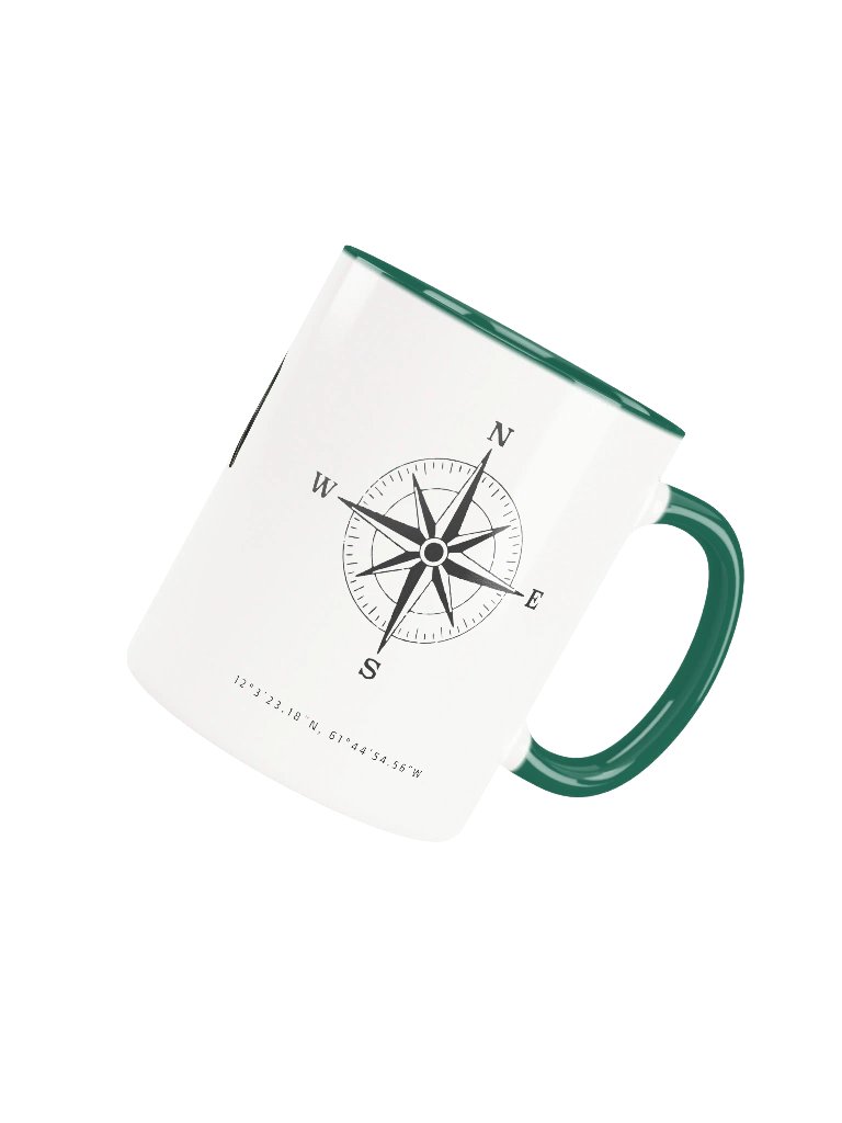 Compass -Grenada - Vintage ALT | Ceramic Mug Forest Green Peek-A-Boo Inside product image (2)