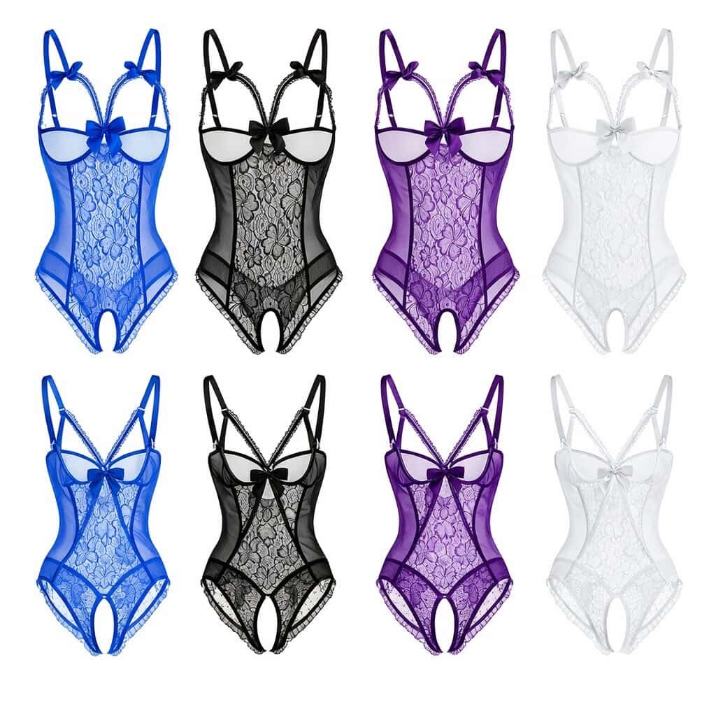 MMD Sheer Floral Lace Cutout Teddy Bodysuit product image (5)