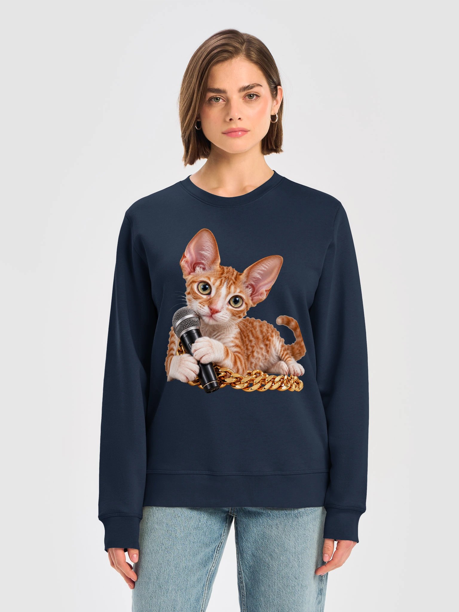 Hip Hop Cornish Rex Kitten – Organic Unisex Sweatshirt product image (13)