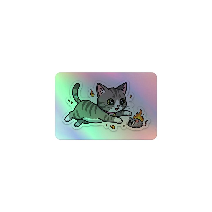 Whimsical Cat and Mouse Holographic Sticker Sheet product image (1)
