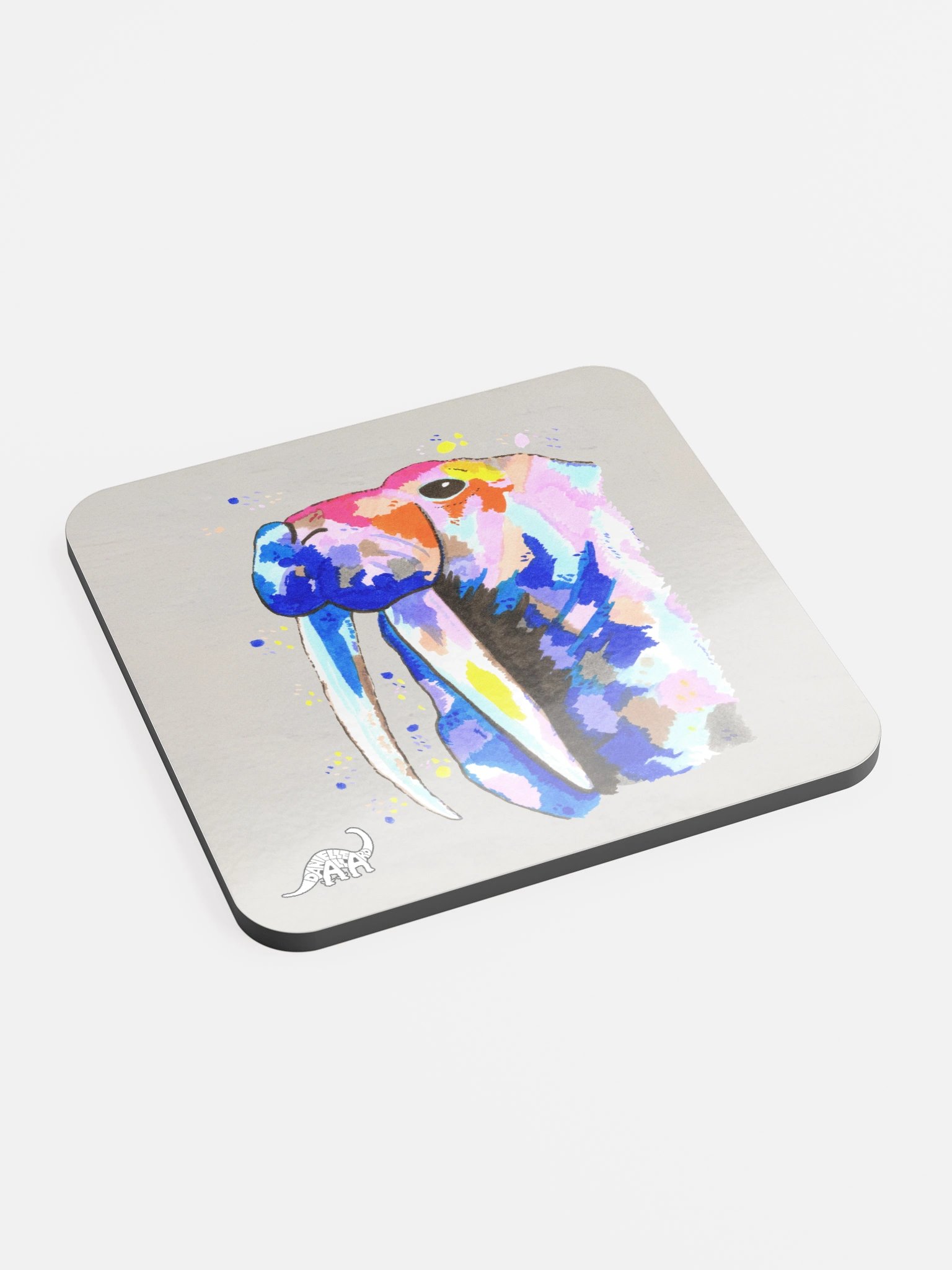Walrus Watercolour Glossed Cork Coaster product image (1)