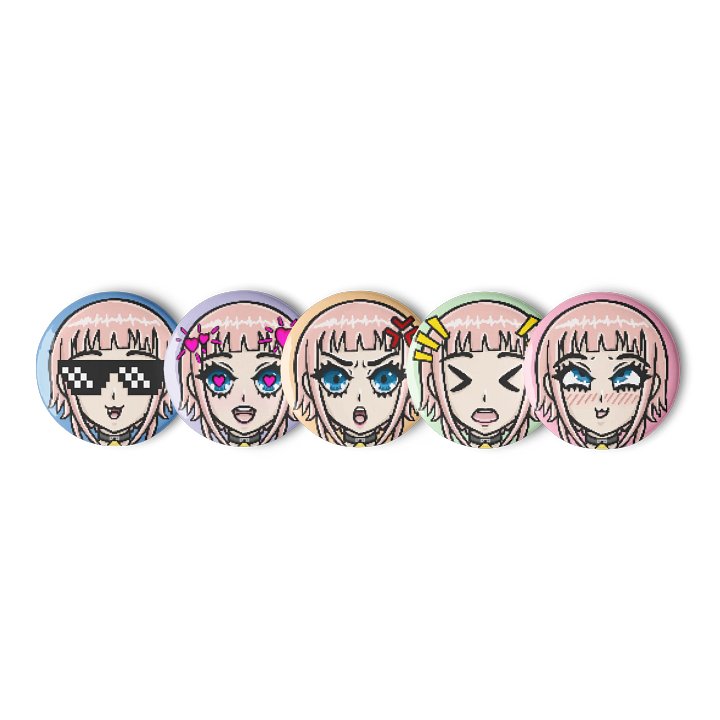 Momoko Mood Pins – 5-Piece Lewd Expression Set (2.25”) product image (1)